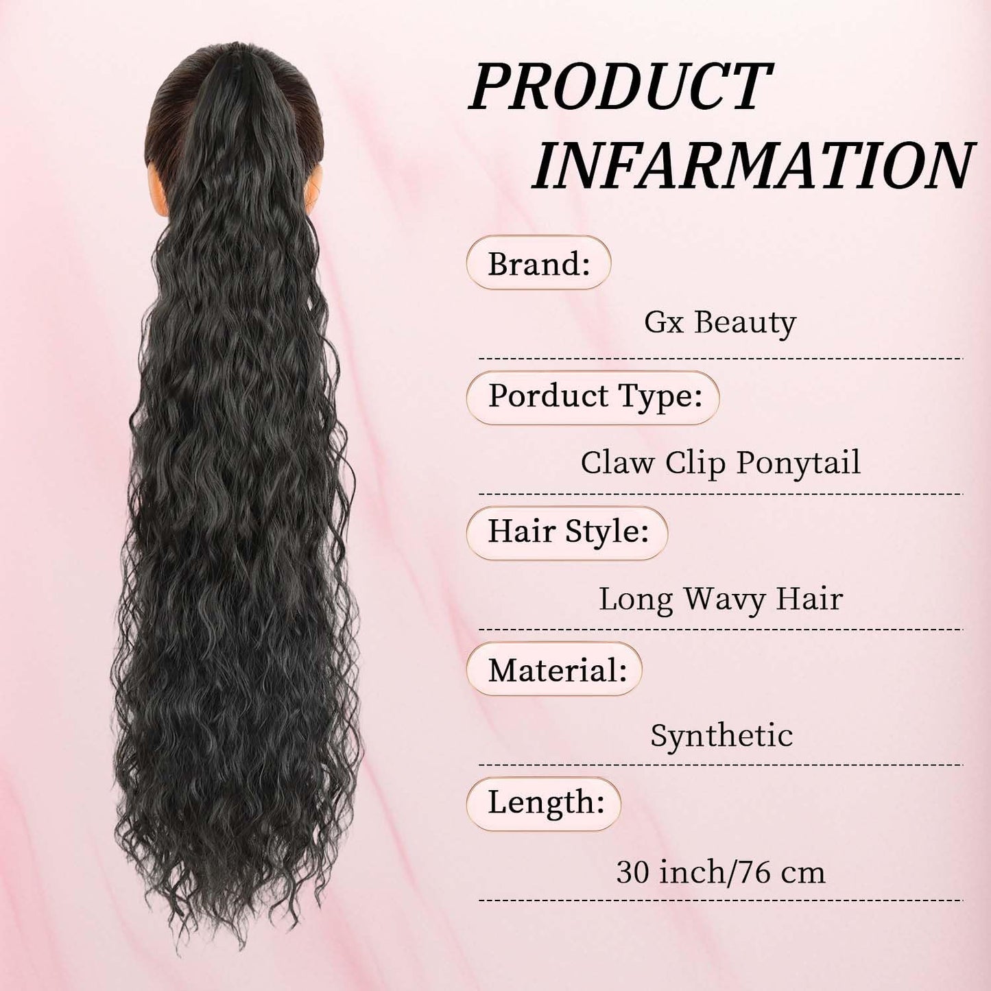Claw Clip Ponytail Extension 30 Inches of Wavy Curly Volume for an Effortlessly Fluffy Natural Look; Essential Hair Piece for Women’S Everyday and Party Styles (Black Brown)