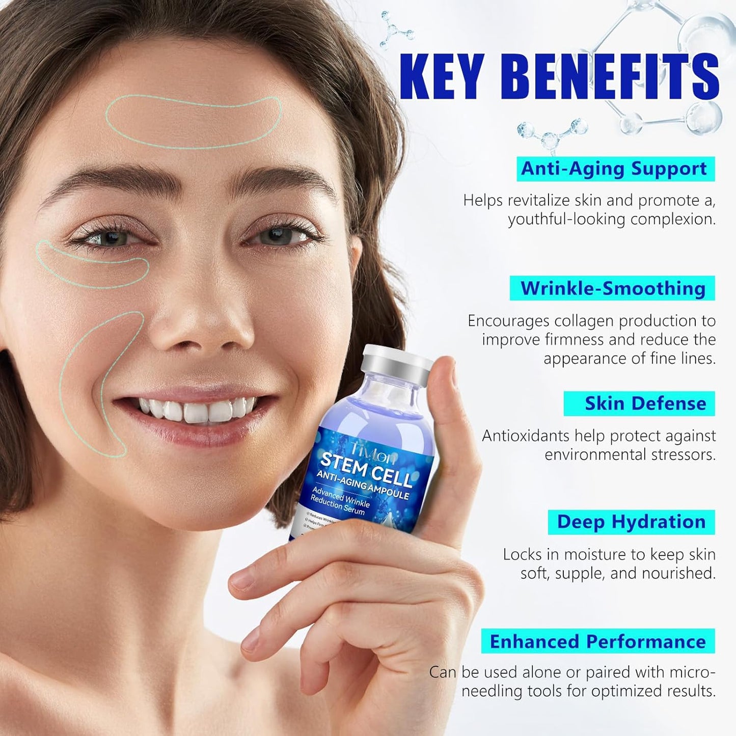 Stem Cell Serum for Face 1.2 Fl.Oz, Stem Cell Anti-Aging Ampoule, anti Aging Smooth Nourish & Moisturize Skin Serum