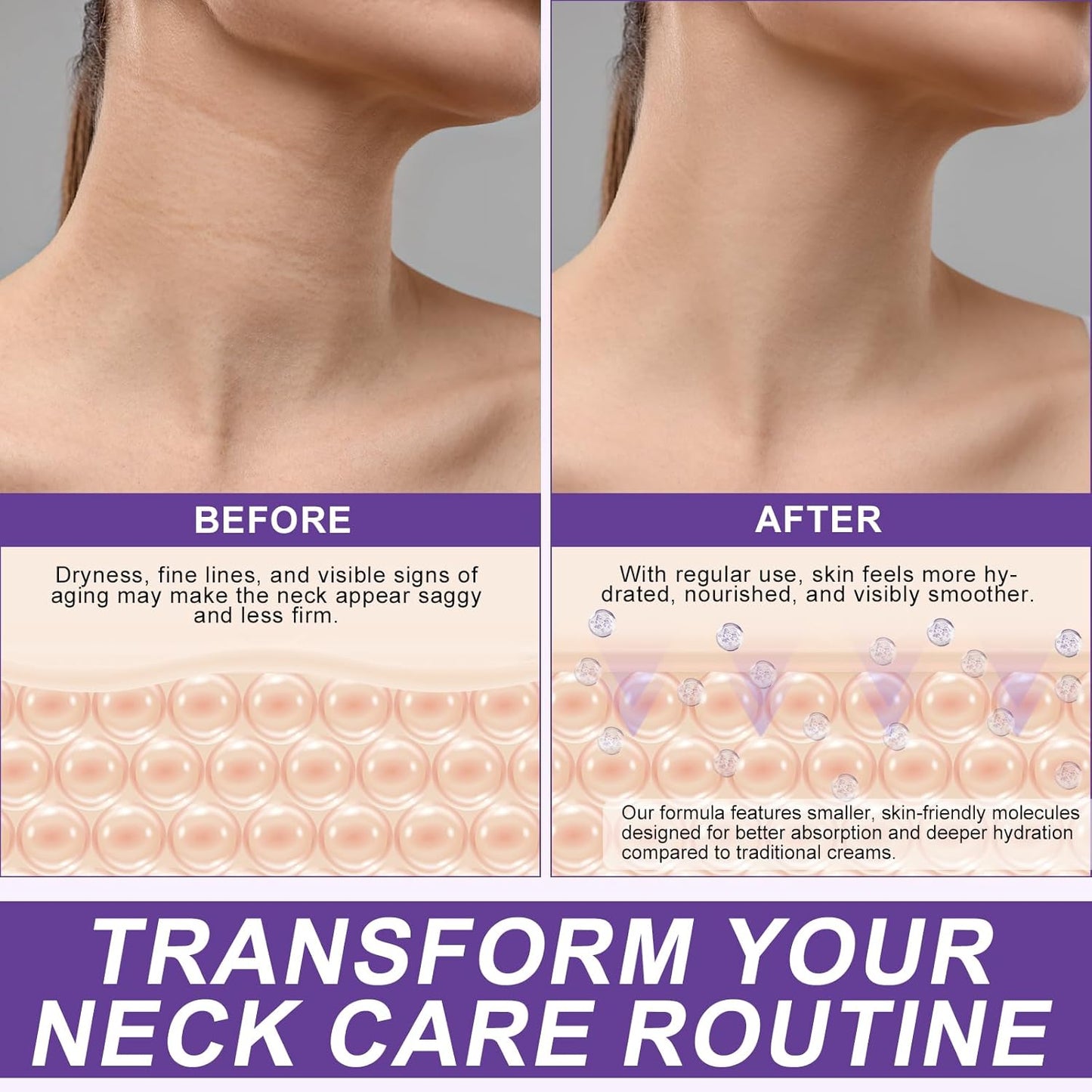 AH-8 Firming Neck Cream for Crepey Skin Body Care Comfort, Neck Firming Cream with Roller, Moisturizing Tightening Lotions Cosmetic Skin Care Skin Repair for Women