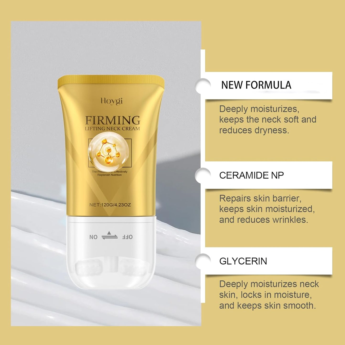 Firming Neck Cream for Crepey Skin Body Care Comfort with Roller, Tightening and Moisturizing Lotions Skin Care for All Skin Types, 4.23 Oz/Pcs