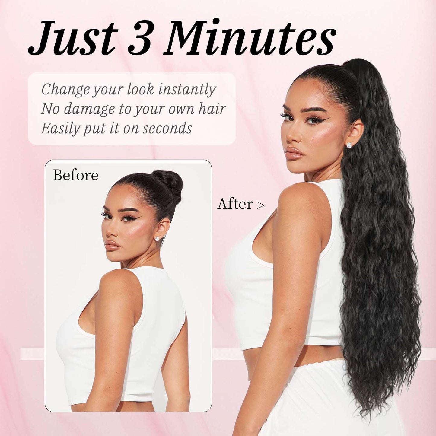 Claw Clip Ponytail Extension 30 Inches of Wavy Curly Volume for an Effortlessly Fluffy Natural Look; Essential Hair Piece for Women’S Everyday and Party Styles (Black Brown)