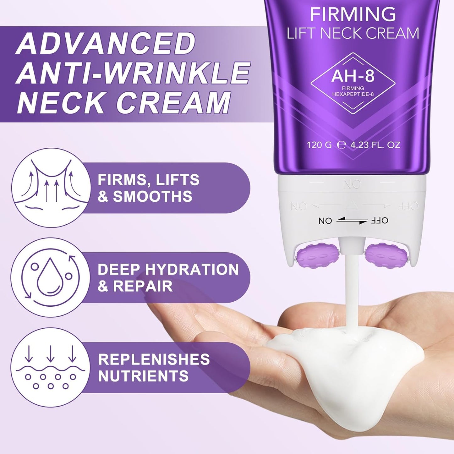 AH-8 Firming Neck Cream for Crepey Skin Body Care Comfort, Neck Firming Cream with Roller, Moisturizing Tightening Lotions Cosmetic Skin Care Skin Repair for Women