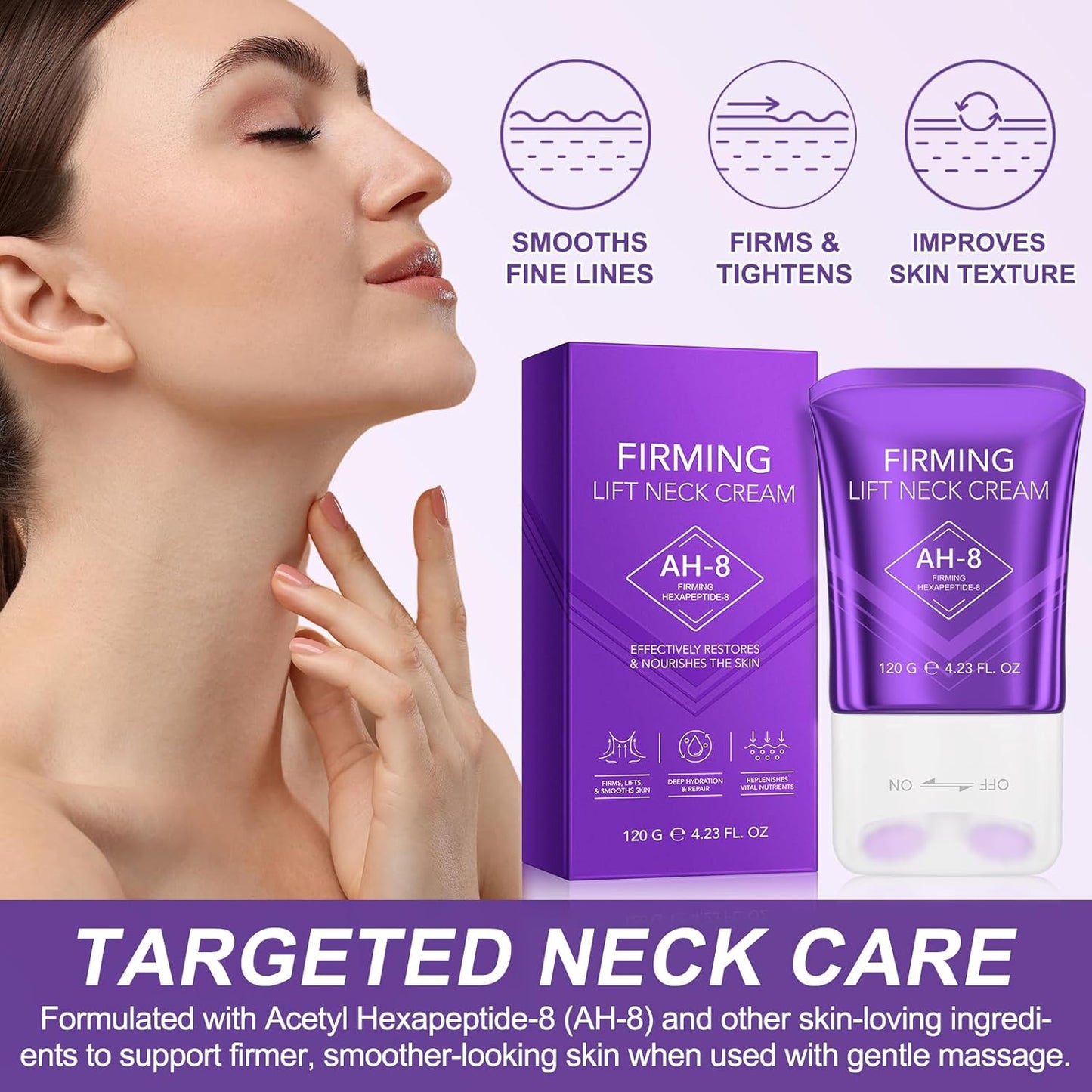 AH-8 Firming Neck Cream for Crepey Skin Body Care Comfort, Neck Firming Cream with Roller, Moisturizing Tightening Lotions Cosmetic Skin Care Skin Repair for Women