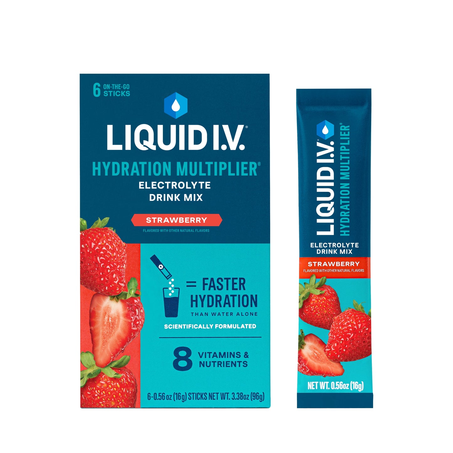 Hydration Multiplier, Strawberry, 6 Ct, Electrolyte Powder Packet Drink Mix