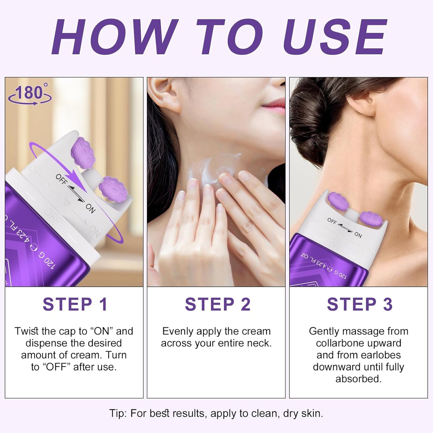 AH-8 Firming Neck Cream for Crepey Skin Body Care Comfort, Neck Firming Cream with Roller, Moisturizing Tightening Lotions Cosmetic Skin Care Skin Repair for Women