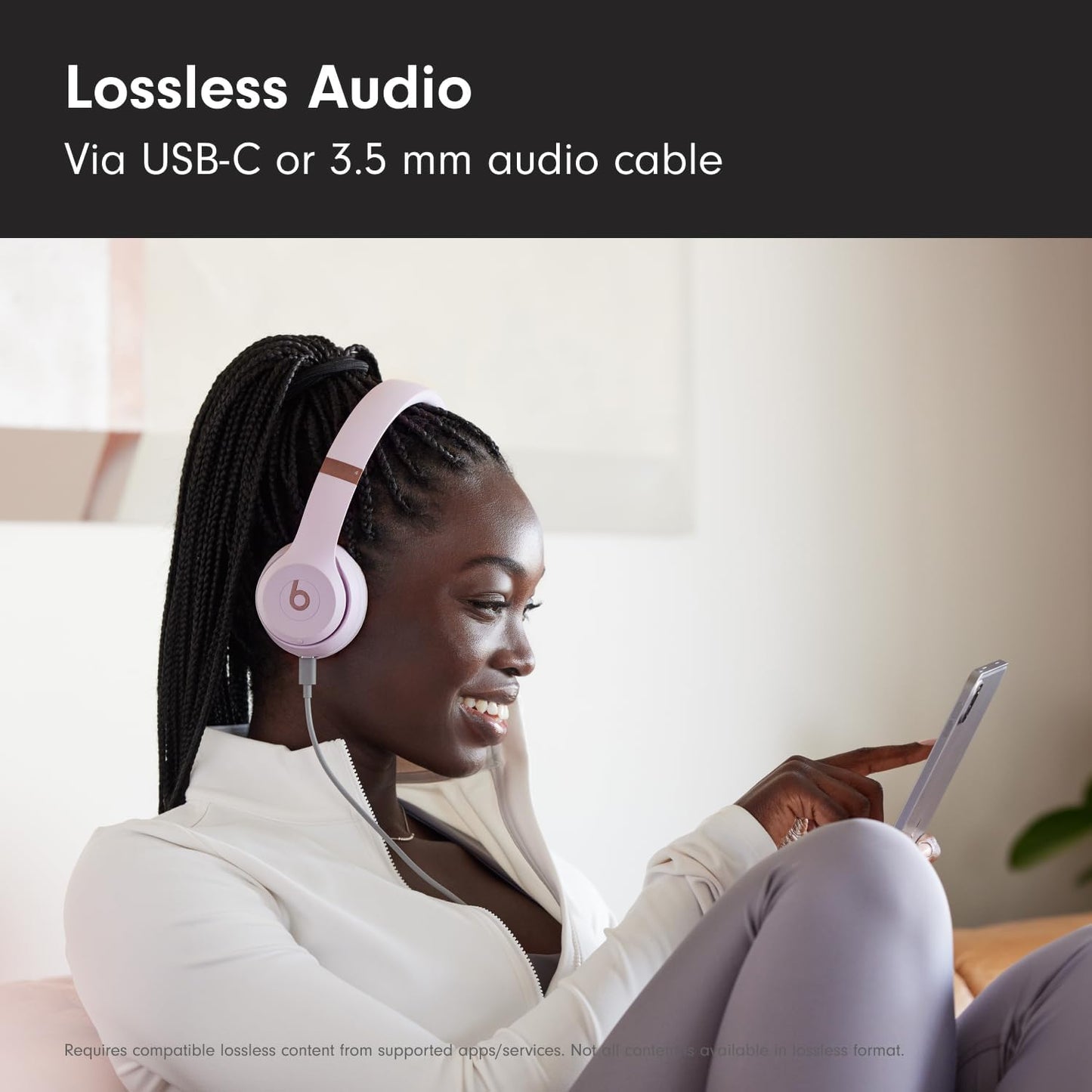 Solo 4 - Wireless Bluetooth On-Ear Headphones, & Android Compatible, up to 50 Hours of Battery Life - Cloud Pink