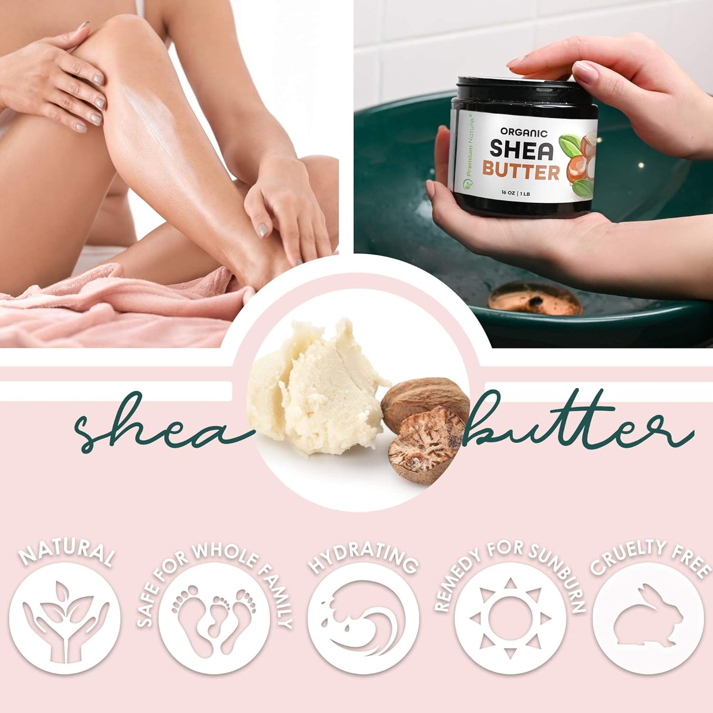 Pure Shea Butter Raw Organic for Skin Pure Virgin Unrefined Body Lotion Stretch Mark Skin Care Scar Cream Organic Shea Butter Raw Unrefined African Shae Manteca De Karite Organica Pura 1 LB, 16 Oz
