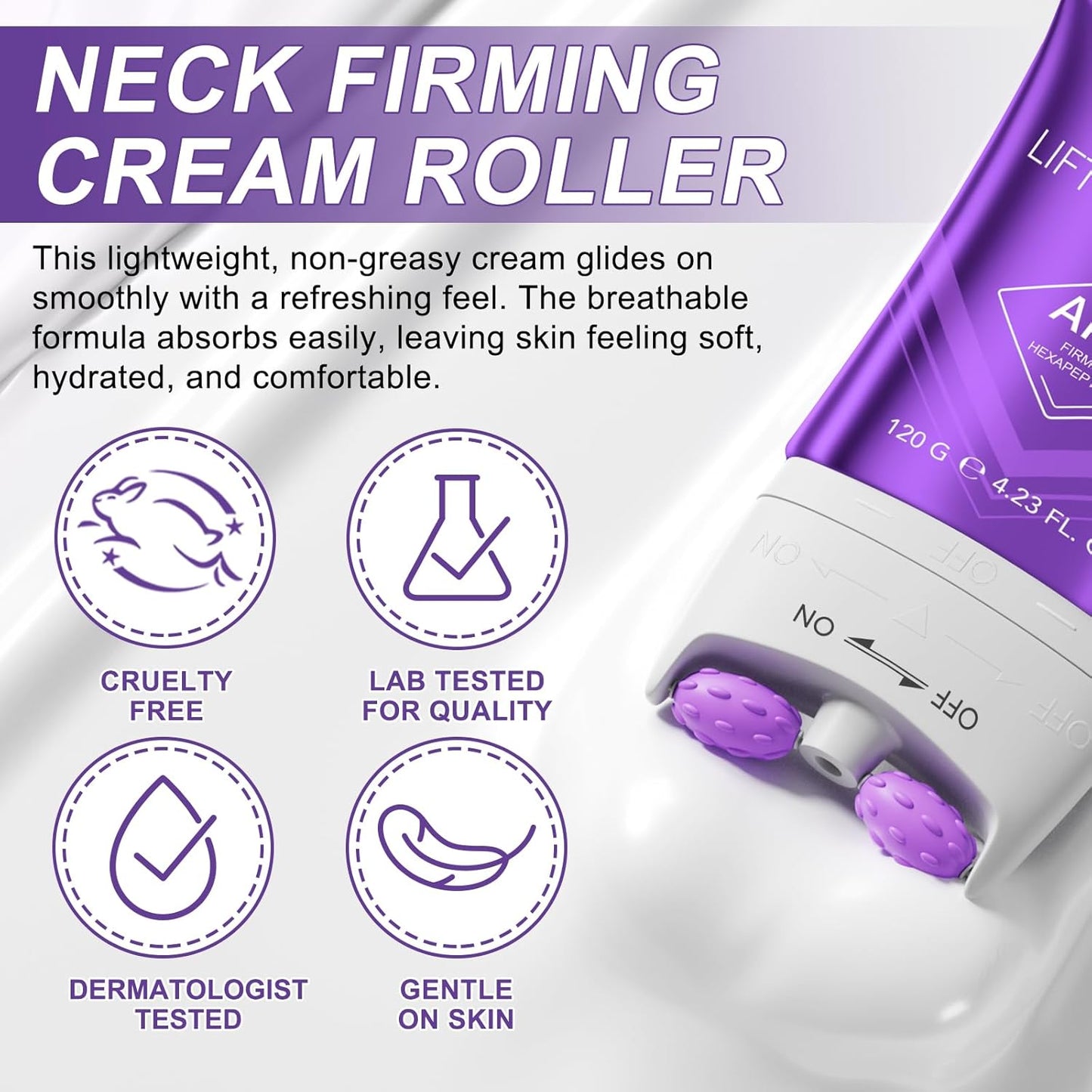 AH-8 Firming Neck Cream for Crepey Skin Body Care Comfort, Neck Firming Cream with Roller, Moisturizing Tightening Lotions Cosmetic Skin Care Skin Repair for Women