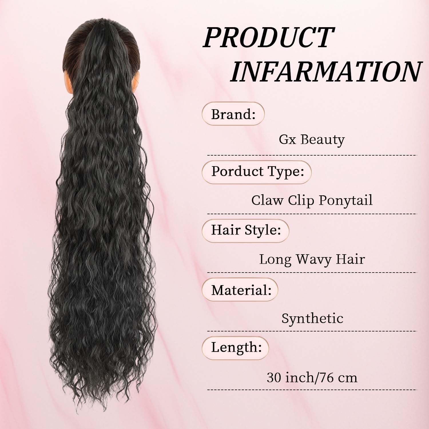 Claw Clip Ponytail Extension 30 Inches of Wavy Curly Volume for an Effortlessly Fluffy Natural Look; Essential Hair Piece for Women’S Everyday and Party Styles (Black Brown)