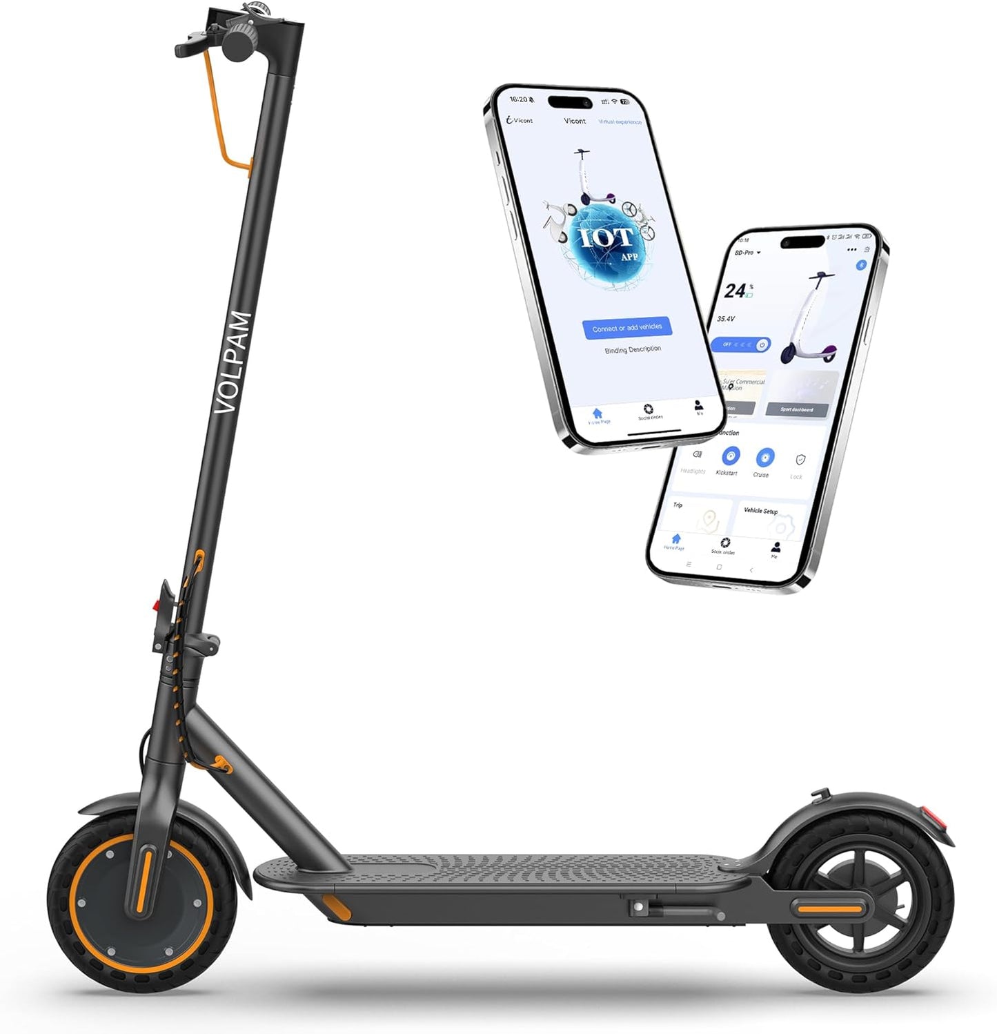 Electric Scooter, 350W/500W Powerful Motor, 8.5"/10" Solid Tires, 19/22Mph, 28/21/12 Miles Range,Dual Braking