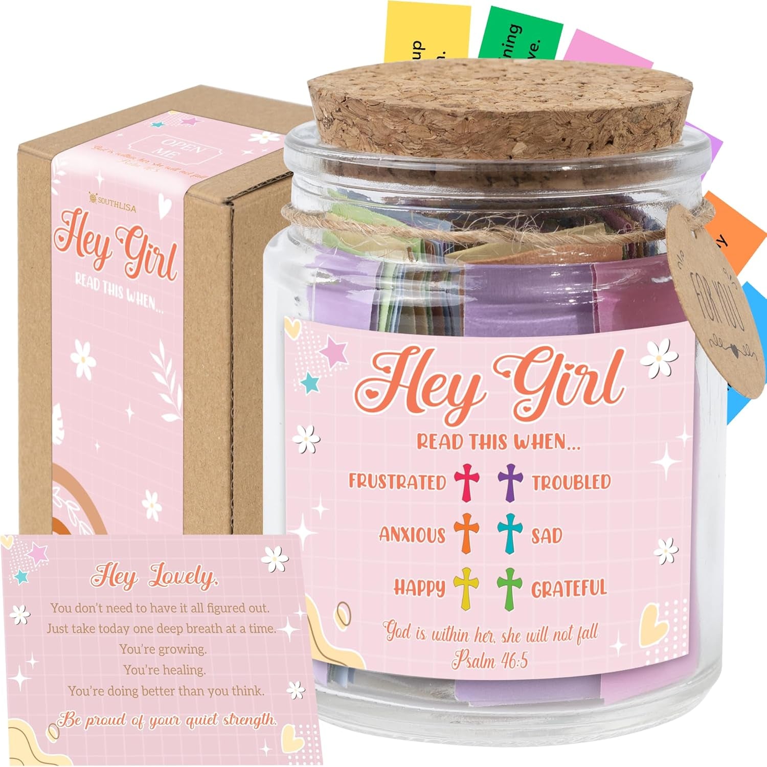 Read This When Bible Verses Jar for Daily Encouragement – Christian, Birthday & Christmas Gifts for Women; Great Gift for Mom, White Elephant Gift & Stocking Stuffer for Women
