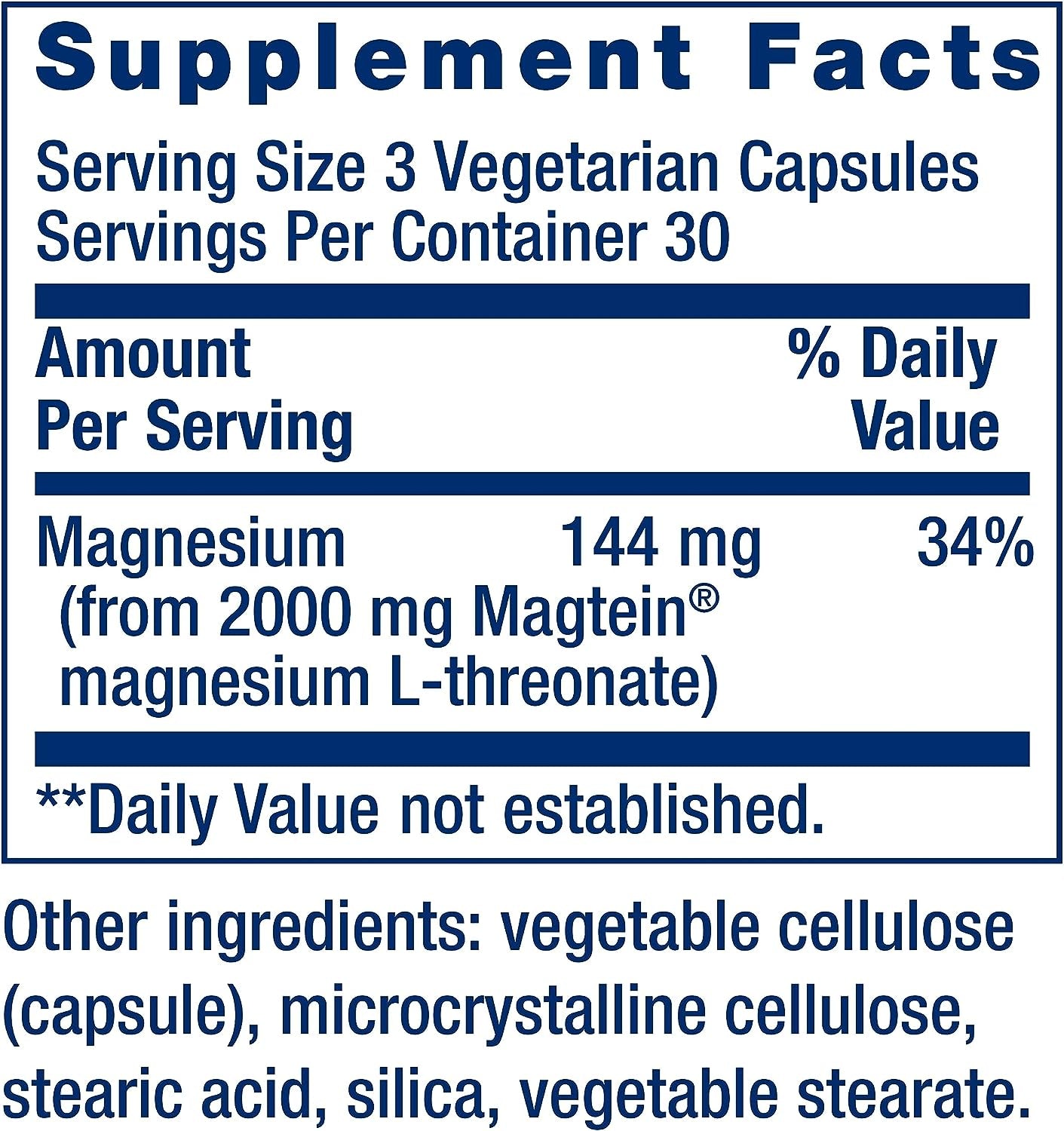 Neuro-Mag Magnesium L-Threonate, Magtein, Magnesium Supplement, Brain Health, Memory & Attention, Gluten Free, Vegetarian, Non-Gmo, 90 Vegetarian Capsules