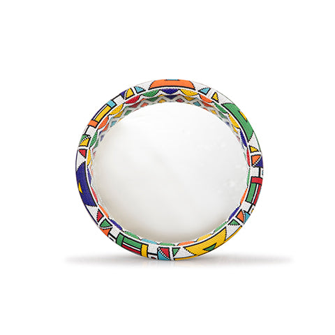 Beaded Ndebele Mirror 12” Handmade – Colorful Geometric Wall Decor Mirror