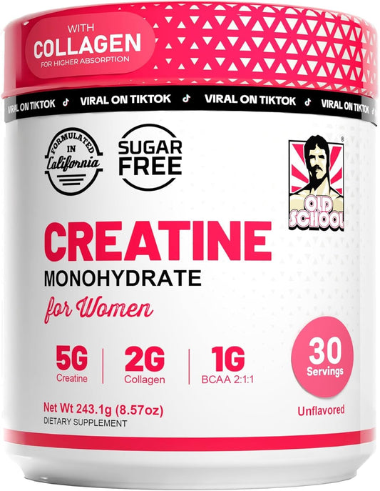 Creatine for Women Post-Workout Supplement - 5000Mg Creatine, 2000Mg Hydrolyzed Bovine Collagen & BCAA 2:1:1 for Lean Muscle Growth, Fast Recovery & Stamina - 30 Servings