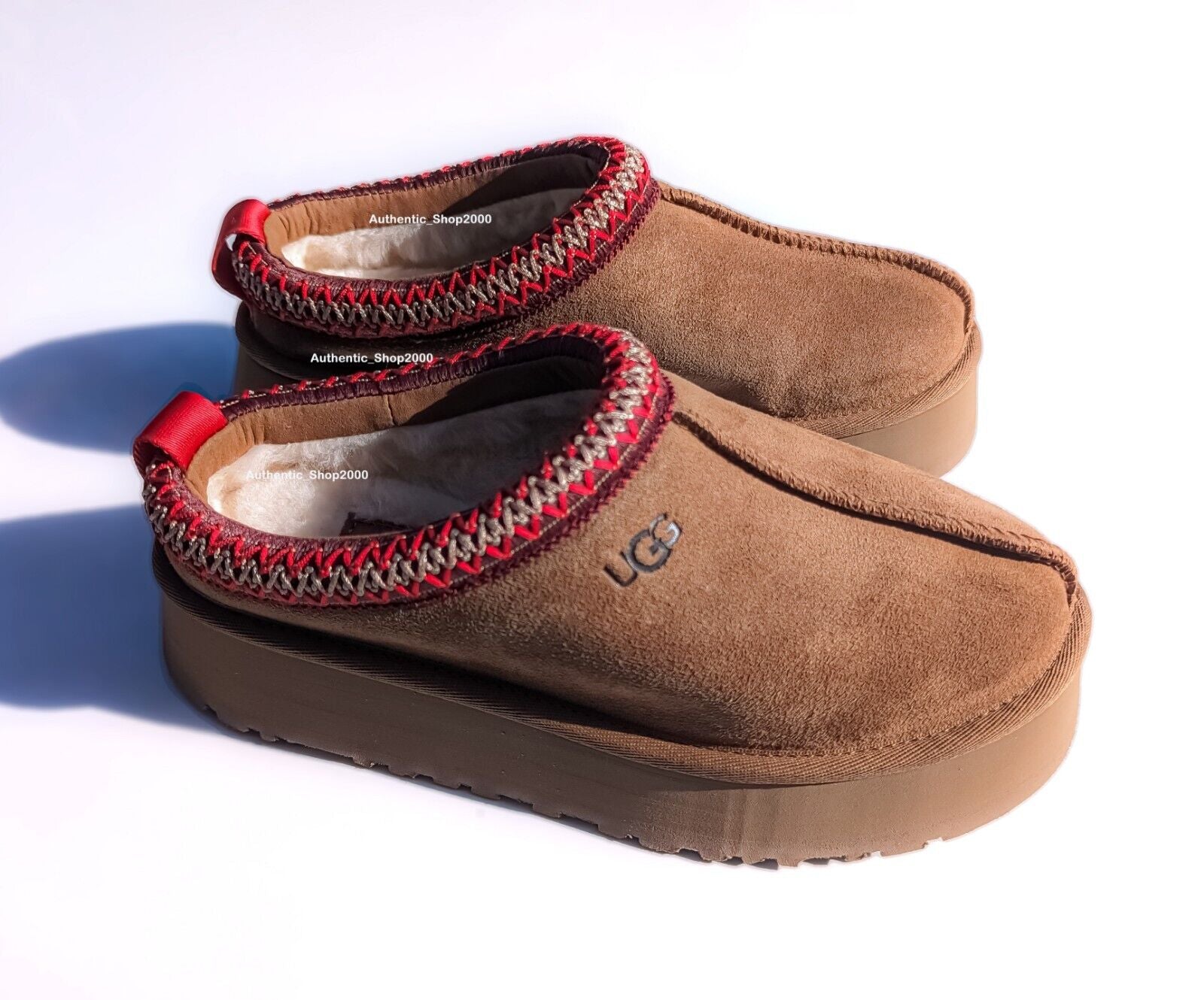 NEW 100% Authentic UGG Brand Women'S Tazz Platform Slipper Shoes Chestnut