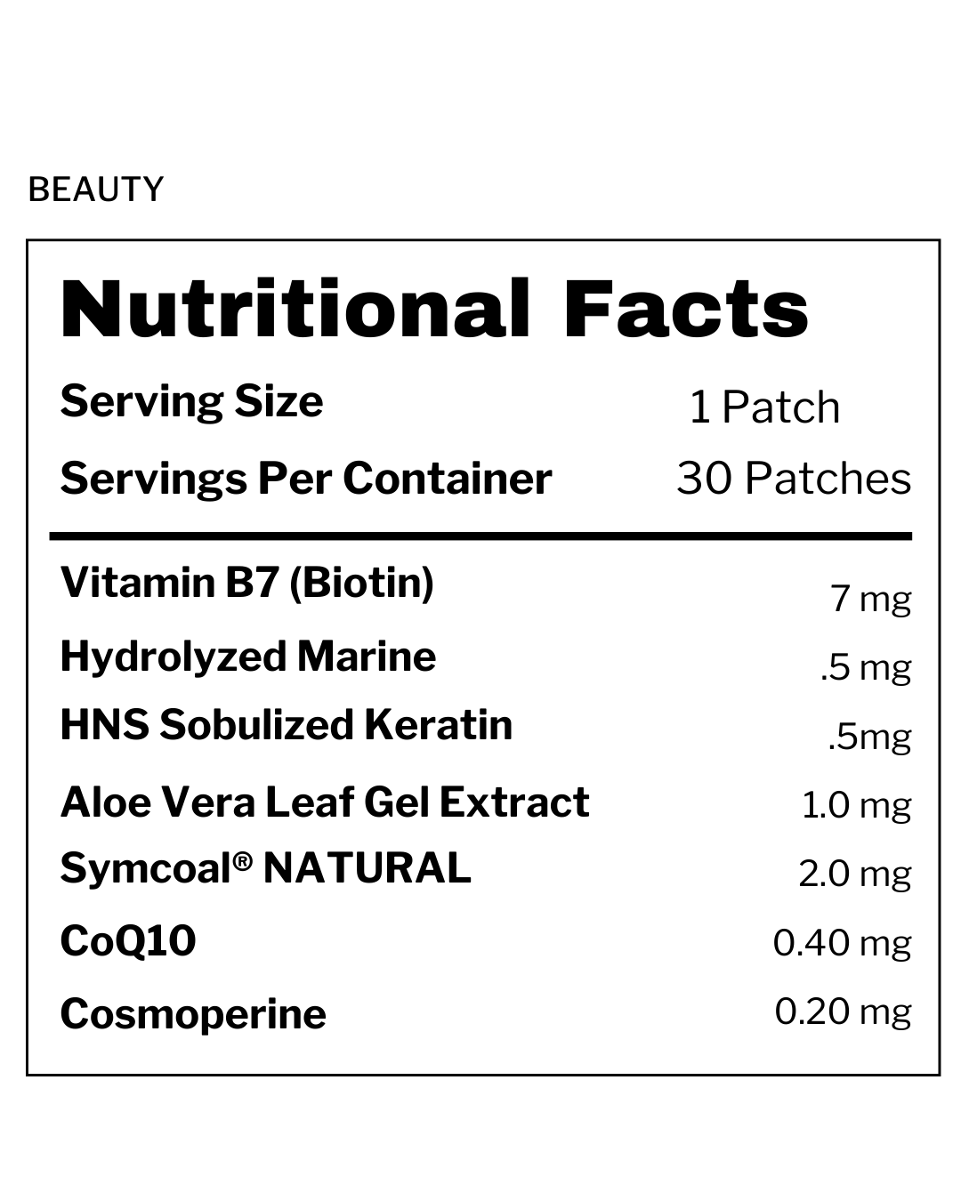 Beauty Patch – Biotin, Keratin & Collagen Skin Support Patch