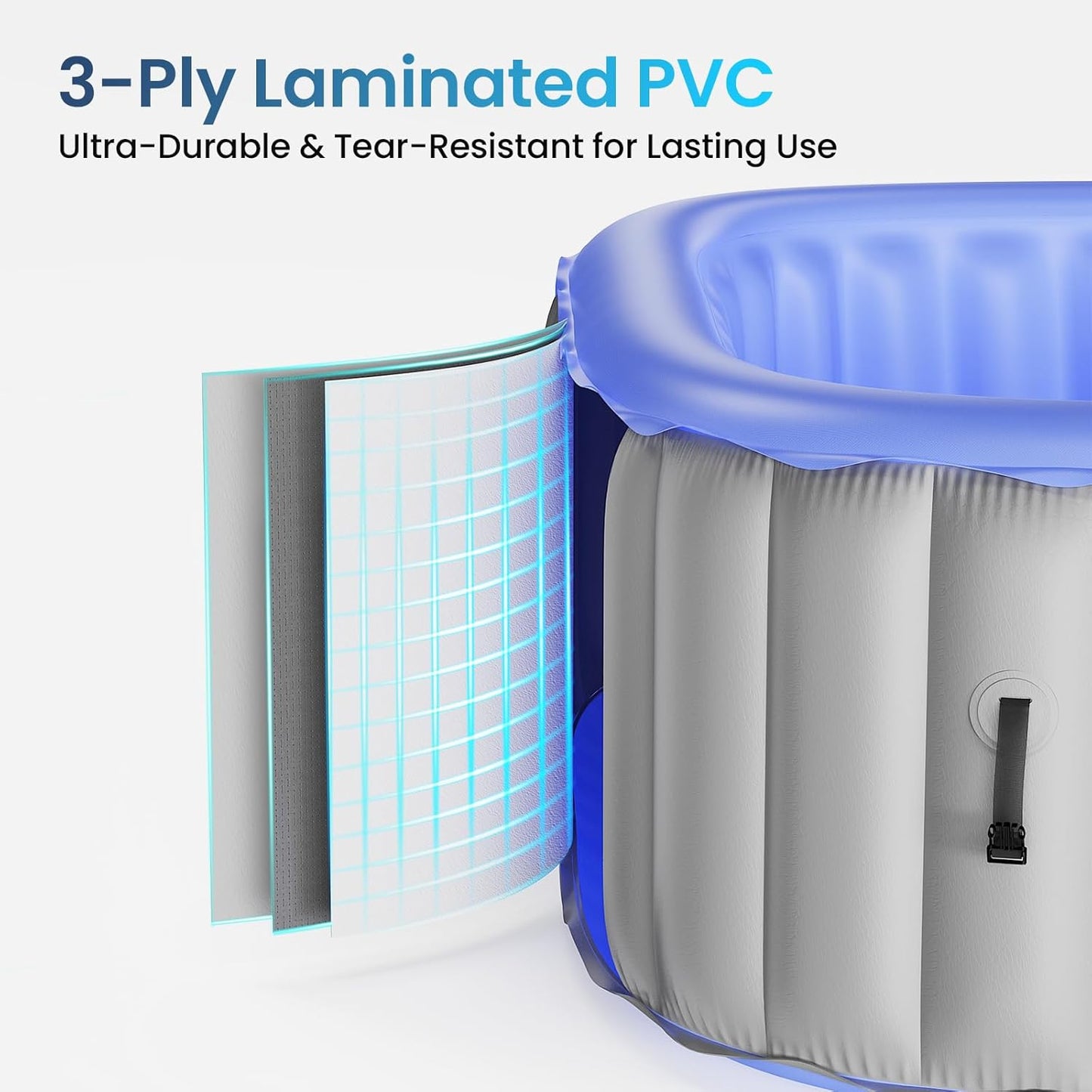 Inflatable Hot Tub 6-8 Person – Portable with 120 Bubble Jets, 104℉ Heating & Filtration System, Durable PVC Material, Hot Tub Cover, 83" L X 83" W X 26" H, Easy Set-Up for Outdoor and Indoor