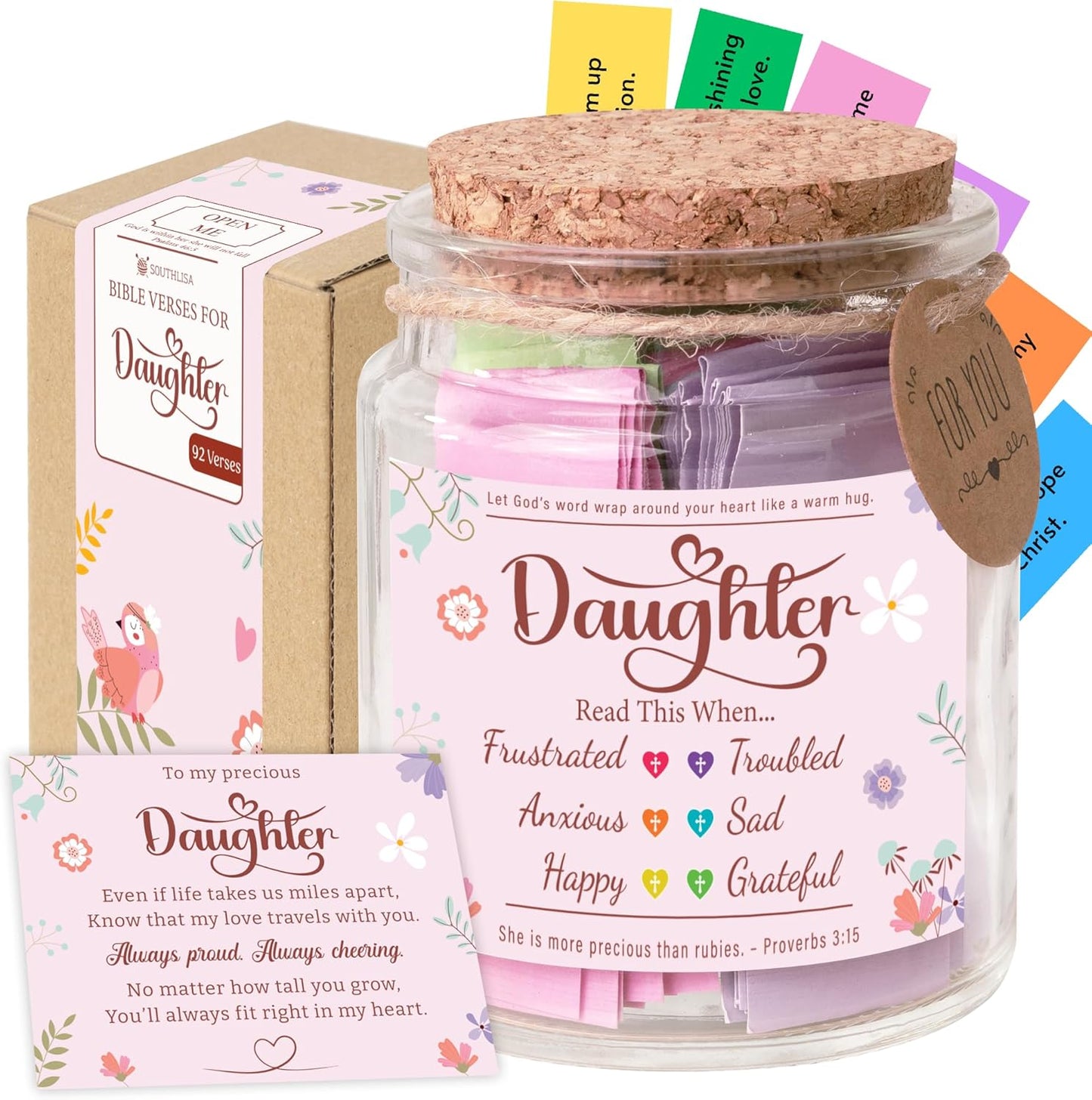 Read This When Bible Verses Jar for Daily Encouragement – Christian, Birthday & Christmas Gifts for Women; Great Gift for Mom, White Elephant Gift & Stocking Stuffer for Women