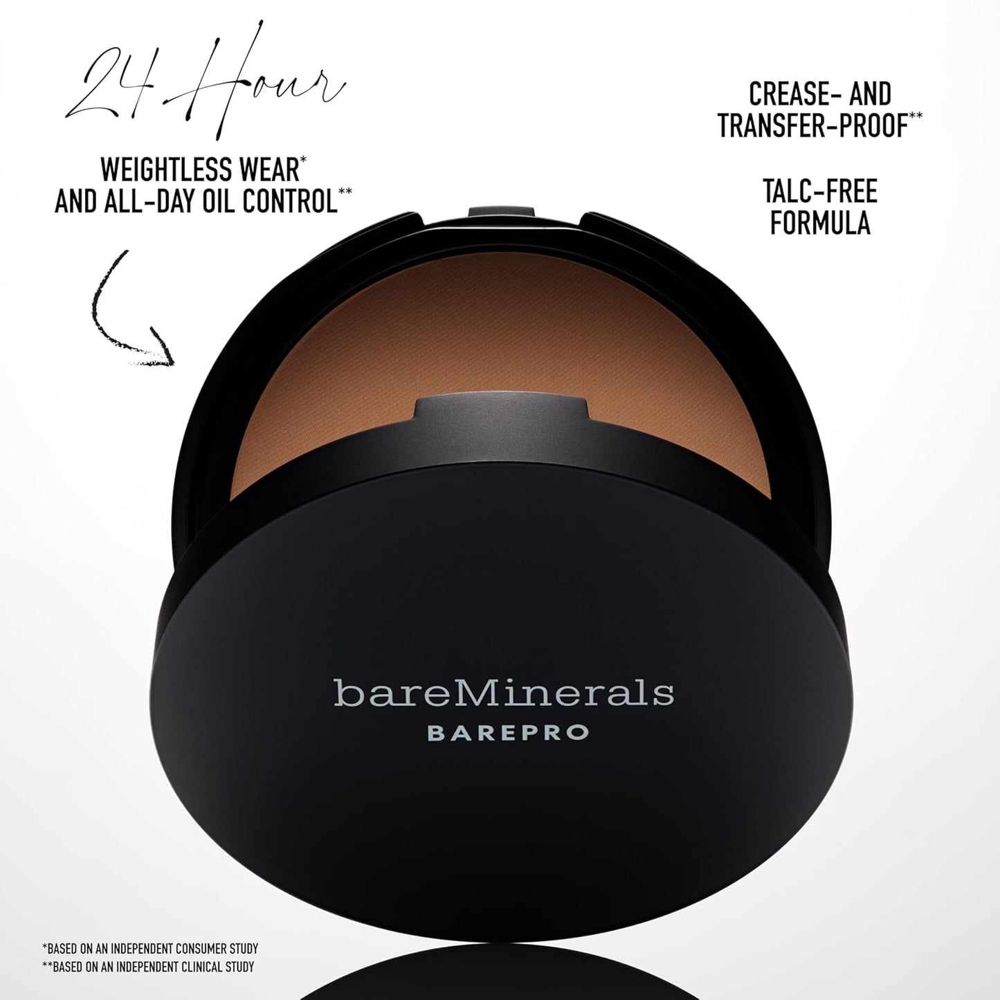 Barepro Skin-Perfecting Powder Foundation, Matte Pressed Powder Foundation Full Coverage with Plant-Based Squalene, Talc-Fee Pressed Powder Compact, Oil Control, Vegan