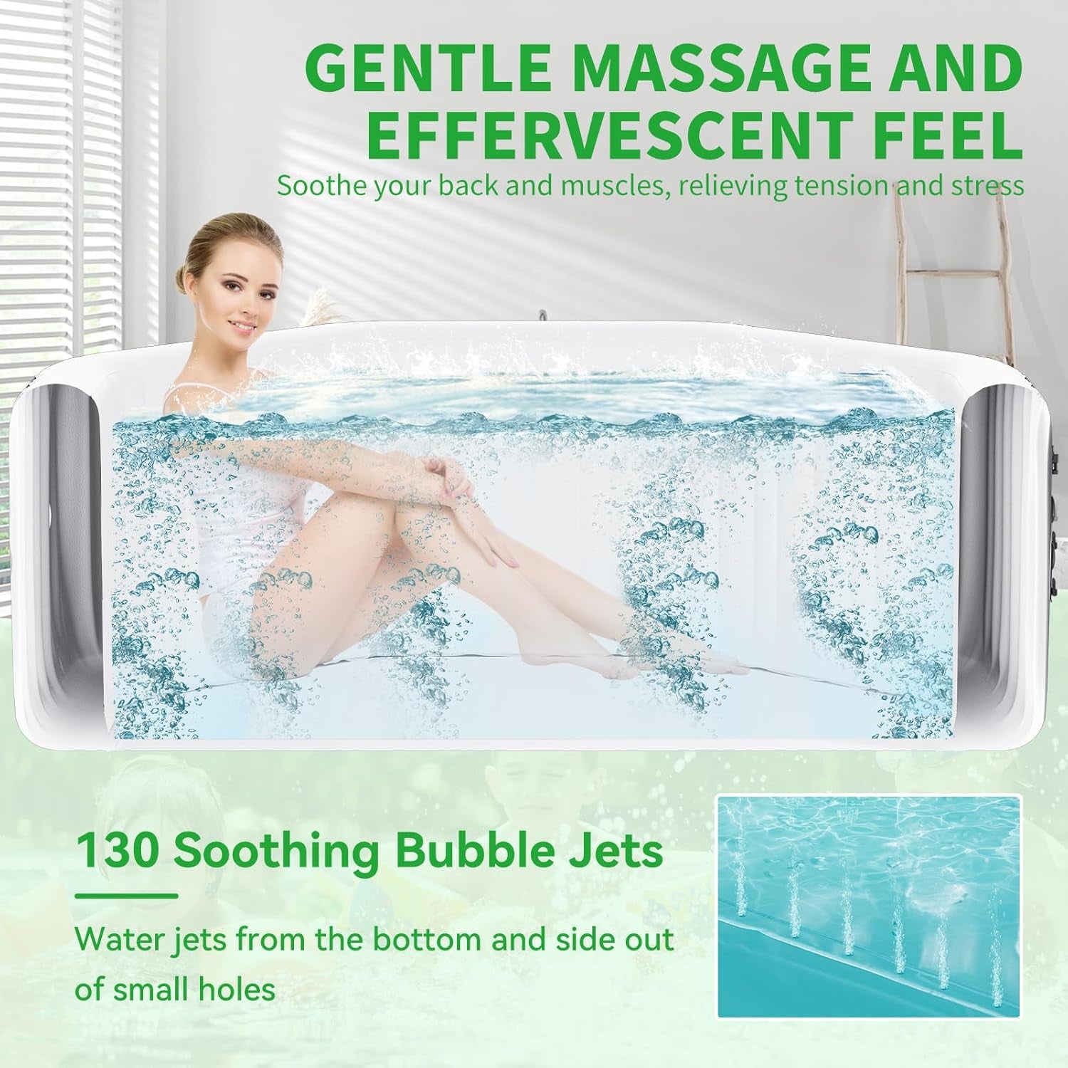 Inflatable Hot Tub, 4-6 Person Polygon Portable Blow up Hot Tub, Leak-Proof PVC Outdoor Spa with 130 Strong Air Jets, Heater Pump and Insulated Cover, 77” X 77”X 25”