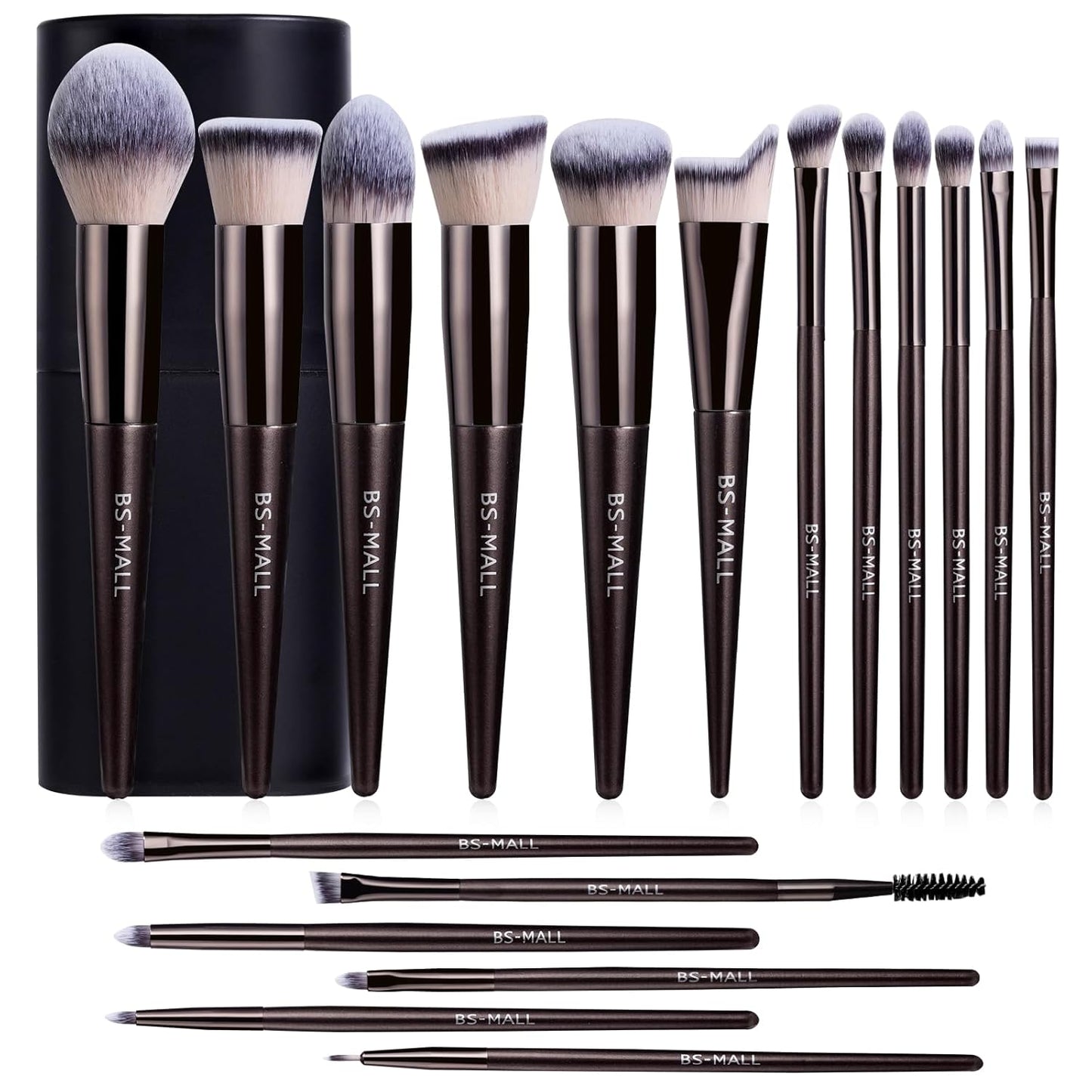 Makeup Brush Set 18 Pcs Premium Synthetic Foundation Powder Concealers Eye Shadows Blush Makeup Brushes with Black Case