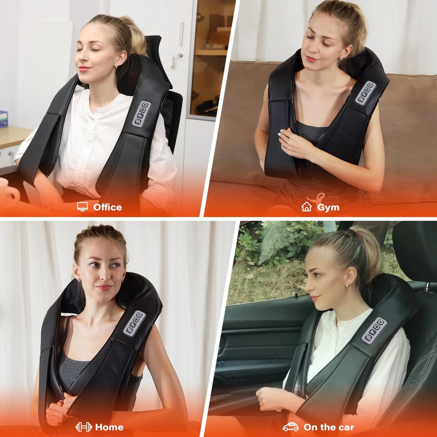 Shiatsu Neck Shoulder and Back Massager with Heat, Electric Deep Tissue 4D Kneading Massage