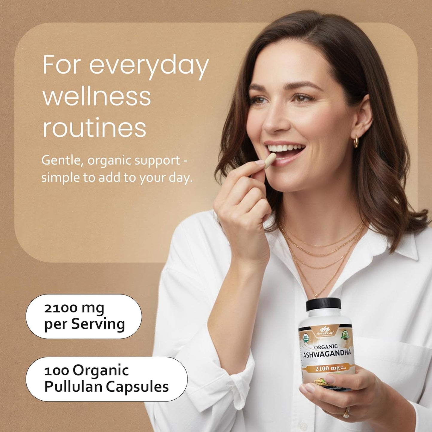 Organic Ashwagandha 2100 Mg per Serving – Root Powder & Extract – 100 Capsules – Vegan, Non-Gmo, Gluten-Free