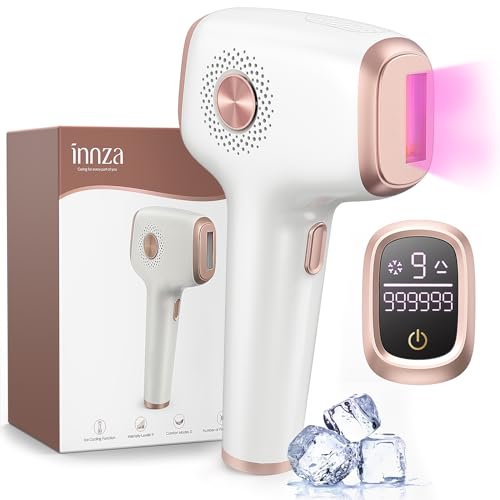 INNZA Laser Hair Removal with Ice Cooling Care Function for Women Permanent,999,999 Flashes Painless IPL Hair Remover, Hair Removal Device for Armpits Legs Arms Bikini Line (1-White)