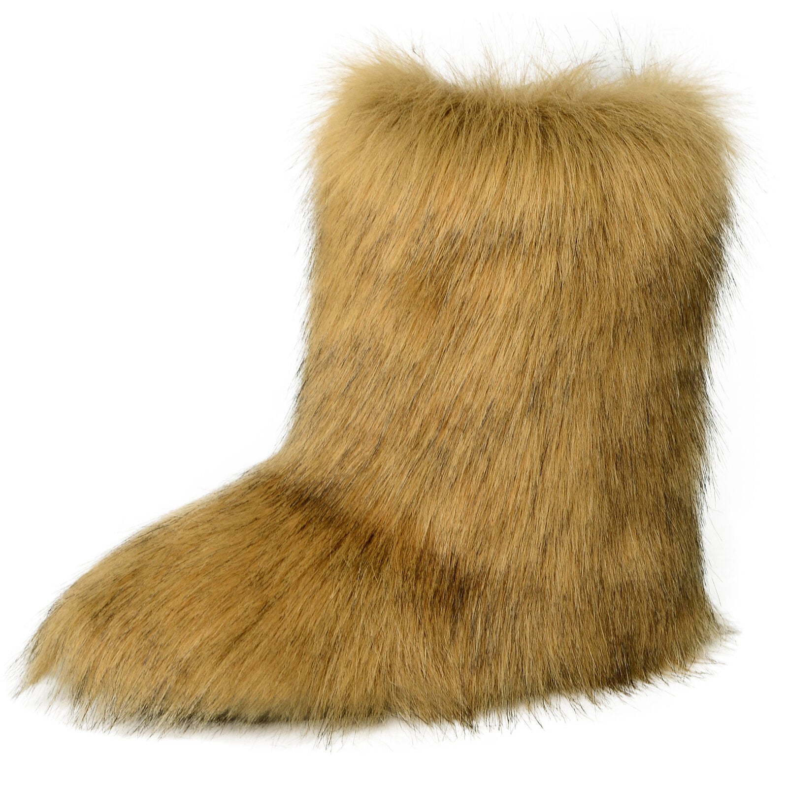 Women Faux Fur Boots Fuzzy Fluffy Furry round Toe Winter Snow Boots Warm Shoes