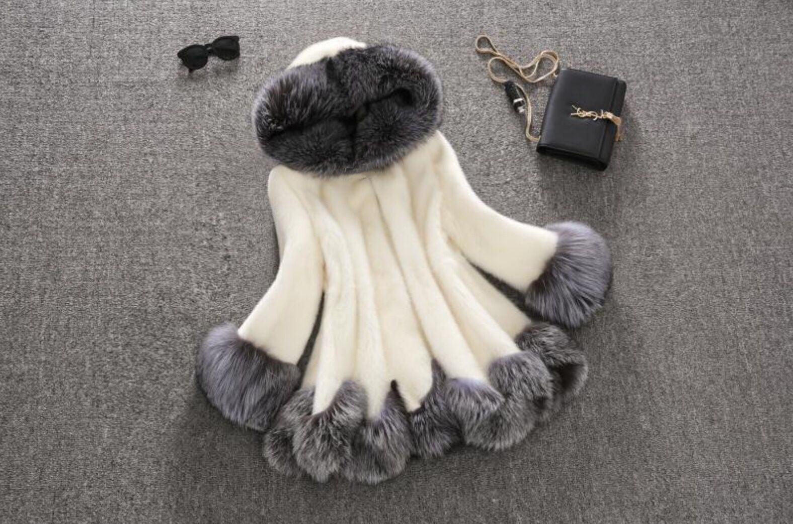 Imitation Fur Artificial Fur Women'S White Rabbit Fur Mink Winter Hooded Coat