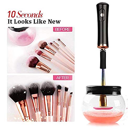 RICRIS Premium Makeup Brush Cleaner Dryer Super-Fast Electric Brush Cleaner Machine Automatic Brush Cleaner Spinner Makeup Brush Tools (Black)