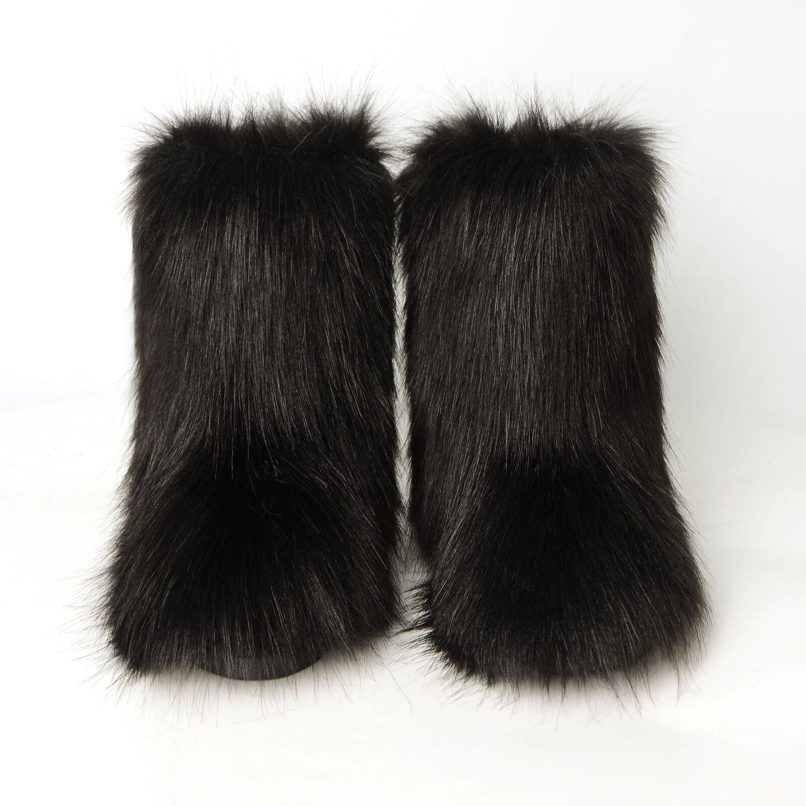 Women Faux Fur Boots Fuzzy Fluffy Furry round Toe Winter Snow Boots Warm Shoes