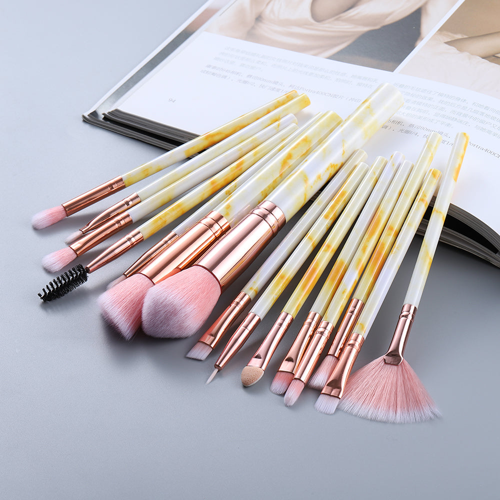 15-PC Marbled Design Makeup Brush Set