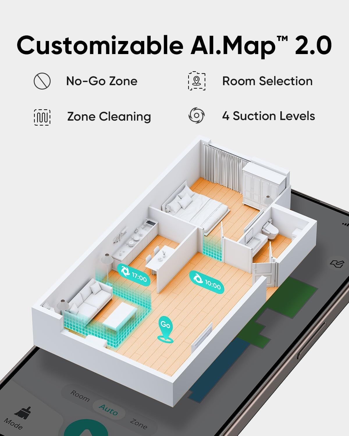 L60 Robot Vacuum, Ultra Strong 5,000 Pa Suction, Ipath Laser Navigation, for Deep Floor Cleaning, Ideal for Hair, Hard Floors