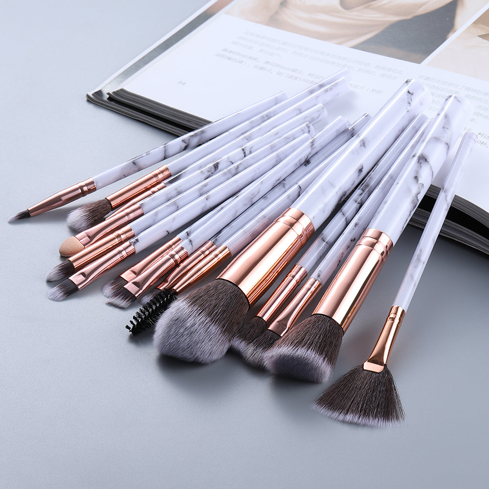 15-PC Marbled Design Makeup Brush Set