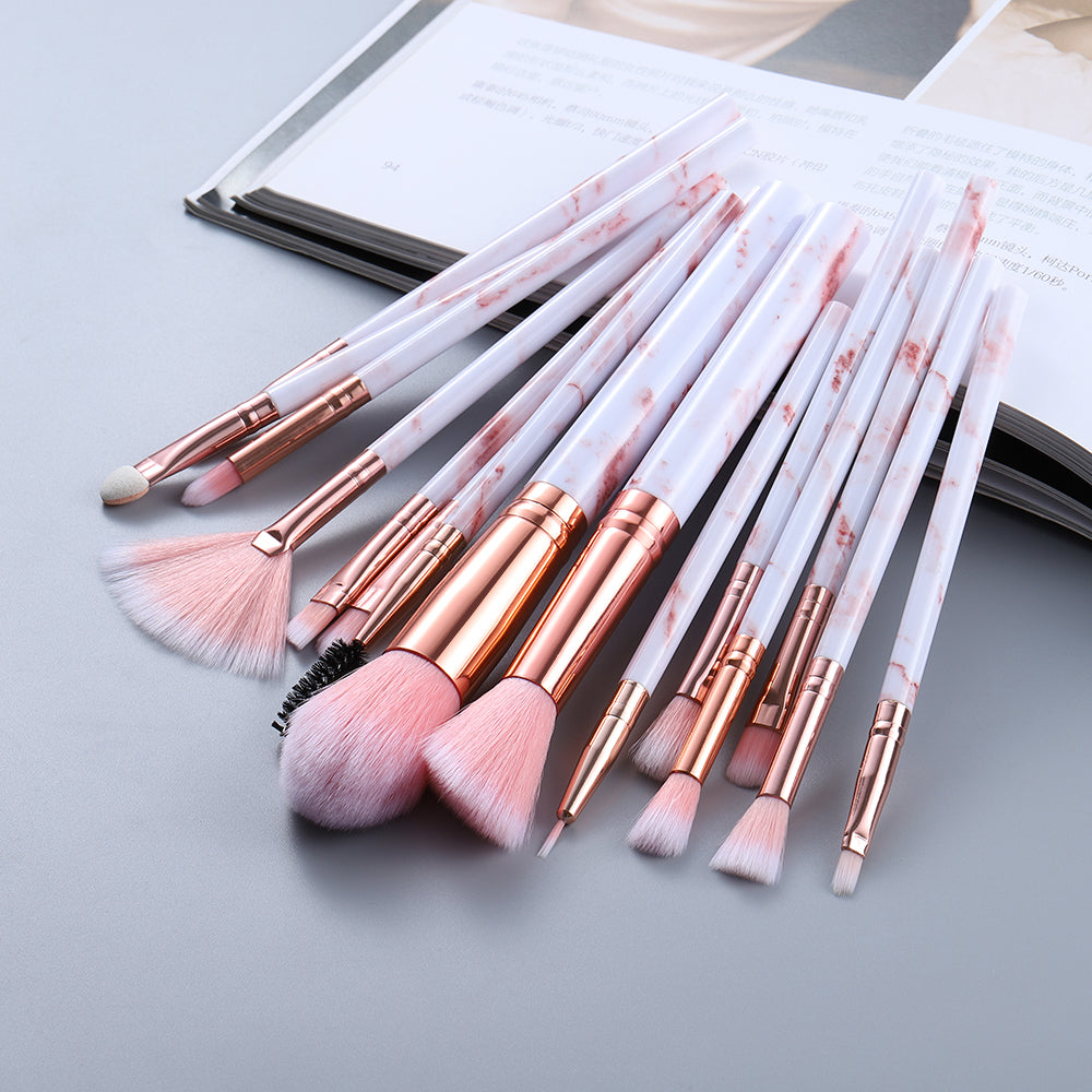 15-PC Marbled Design Makeup Brush Set