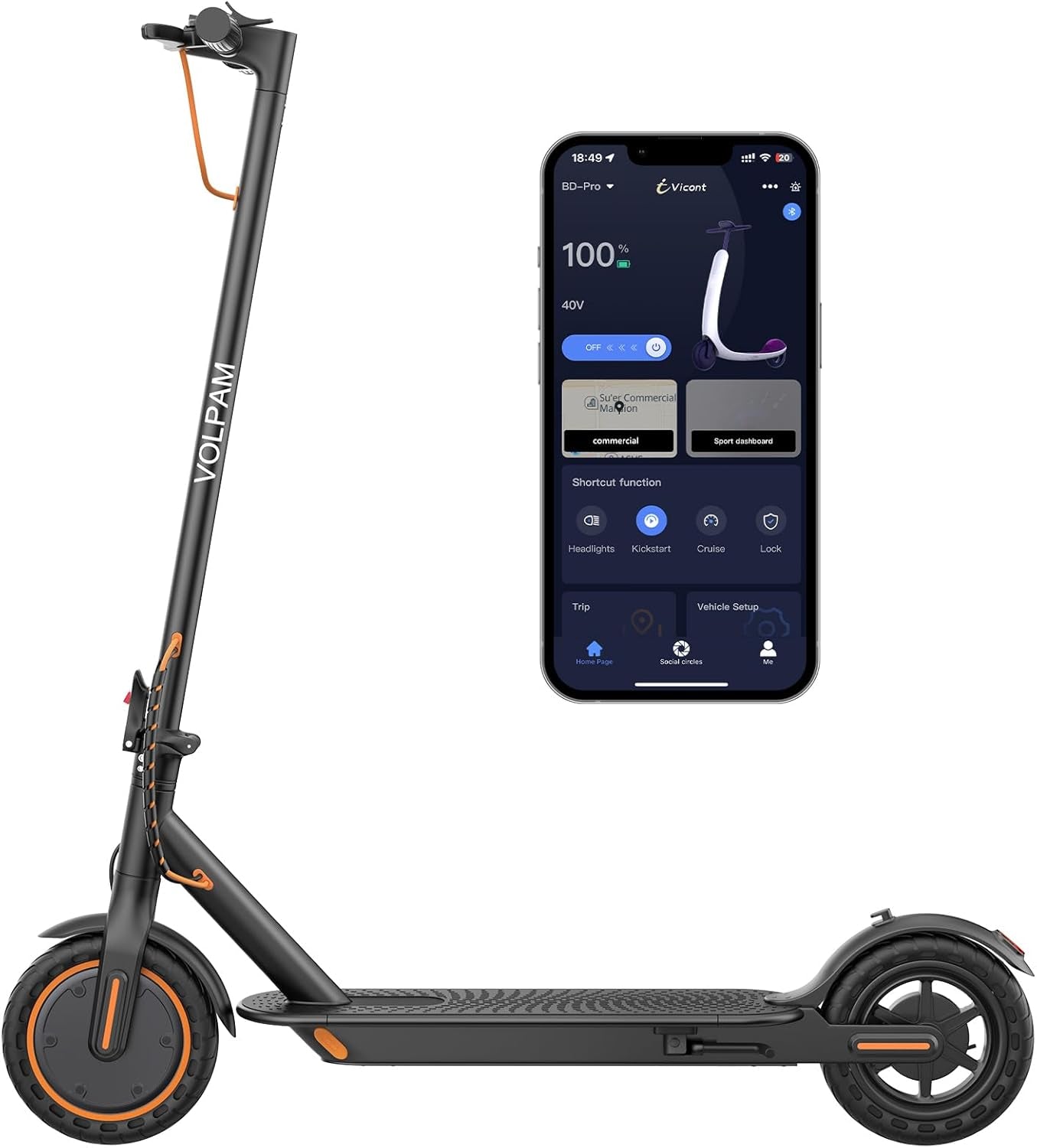 Electric Scooter, 350W/500W Powerful Motor, 8.5"/10" Solid Tires, 19/22Mph, 28/21/12 Miles Range,Dual Braking