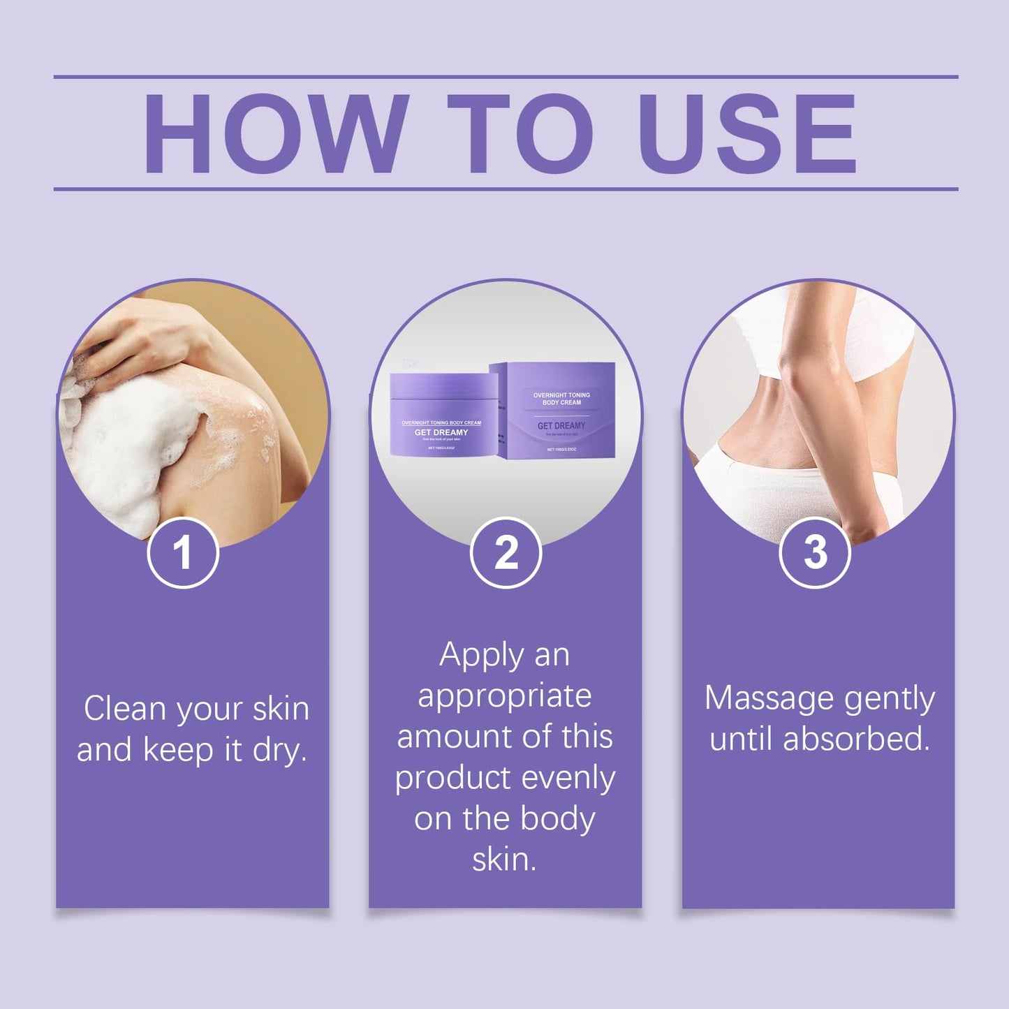 Atevke Get Dreamy Overnight Toning Whip Firming Cream, Anti Wrinkle Moisturizing Toning Whip, Smooth & Tight Skin, Body Firming Cream Cellulite Remover for Legs and Body.- violet