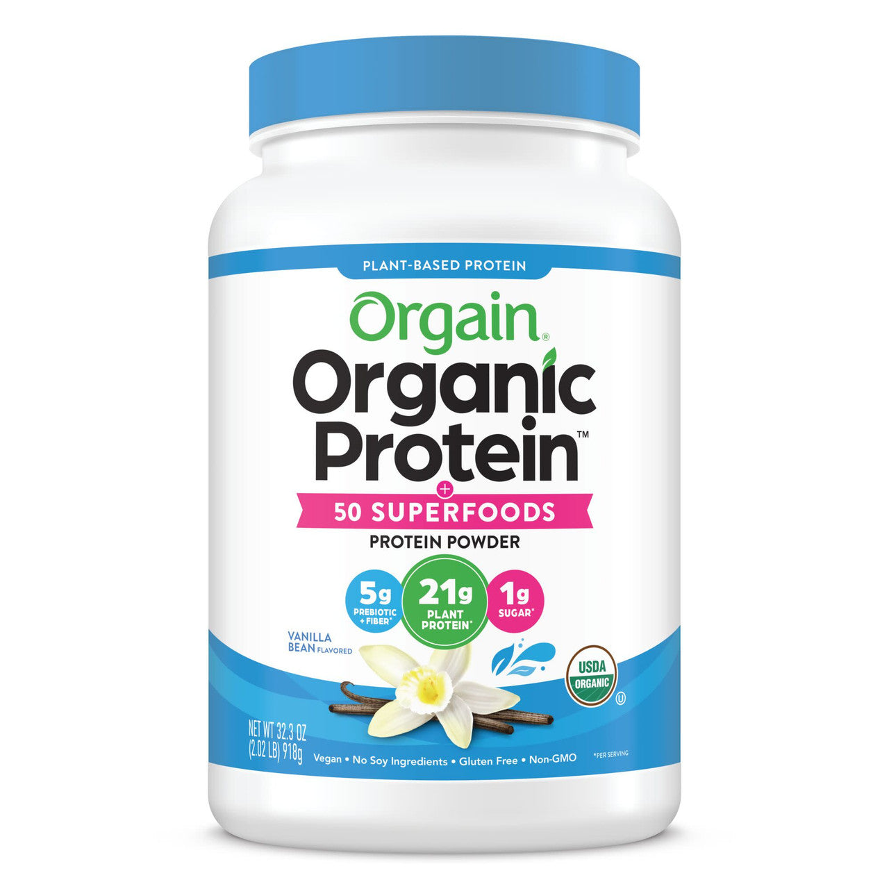 Orgain Organic Plant Protein Powder – Vegan Non-GMO Shake