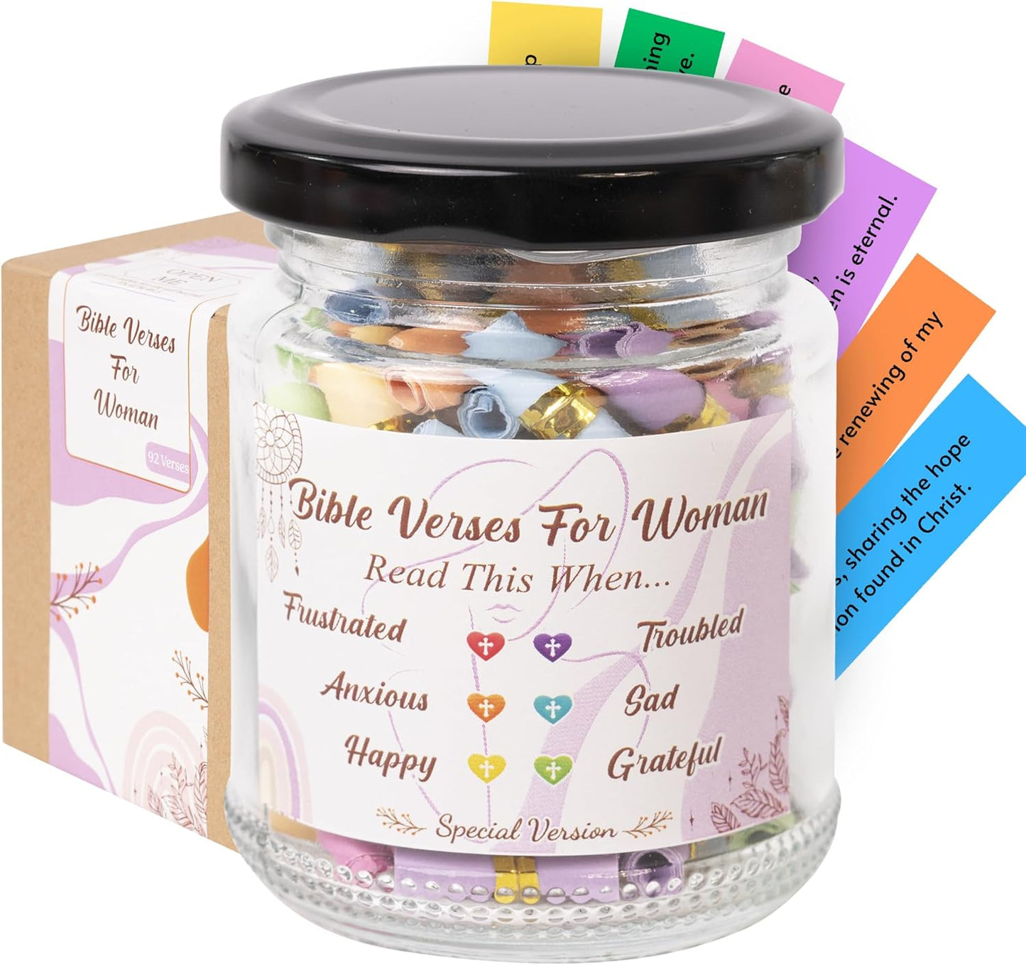 Read This When Bible Verses Jar for Daily Encouragement – Christian, Birthday & Christmas Gifts for Women; Great Gift for Mom, White Elephant Gift & Stocking Stuffer for Women