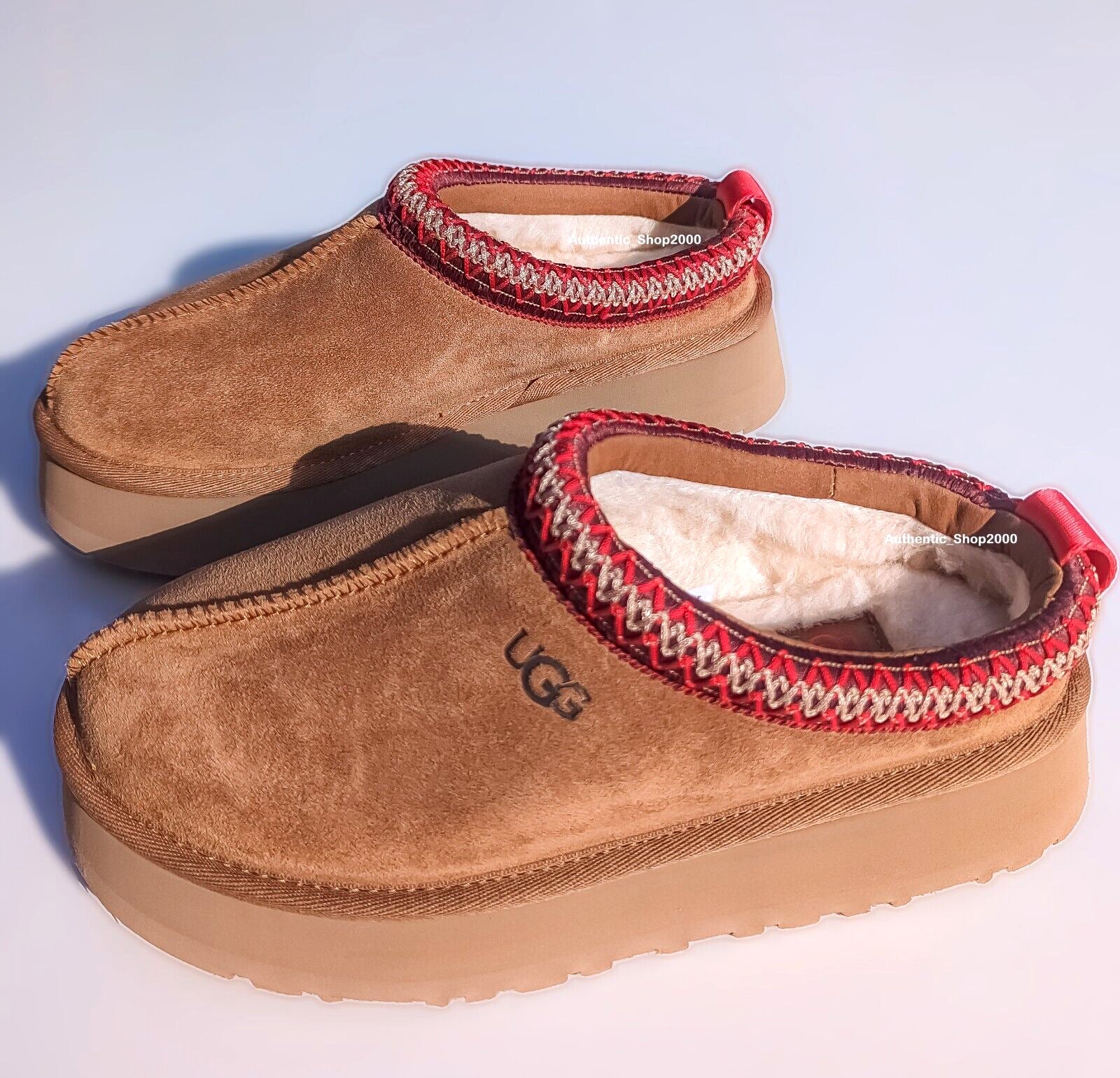 NEW 100% Authentic UGG Brand Women'S Tazz Platform Slipper Shoes Chestnut