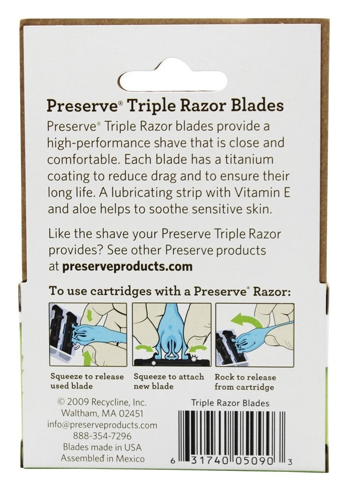 Preserve Triple Razor Blade Refills – 24 Count Eco-Friendly Cartridges
