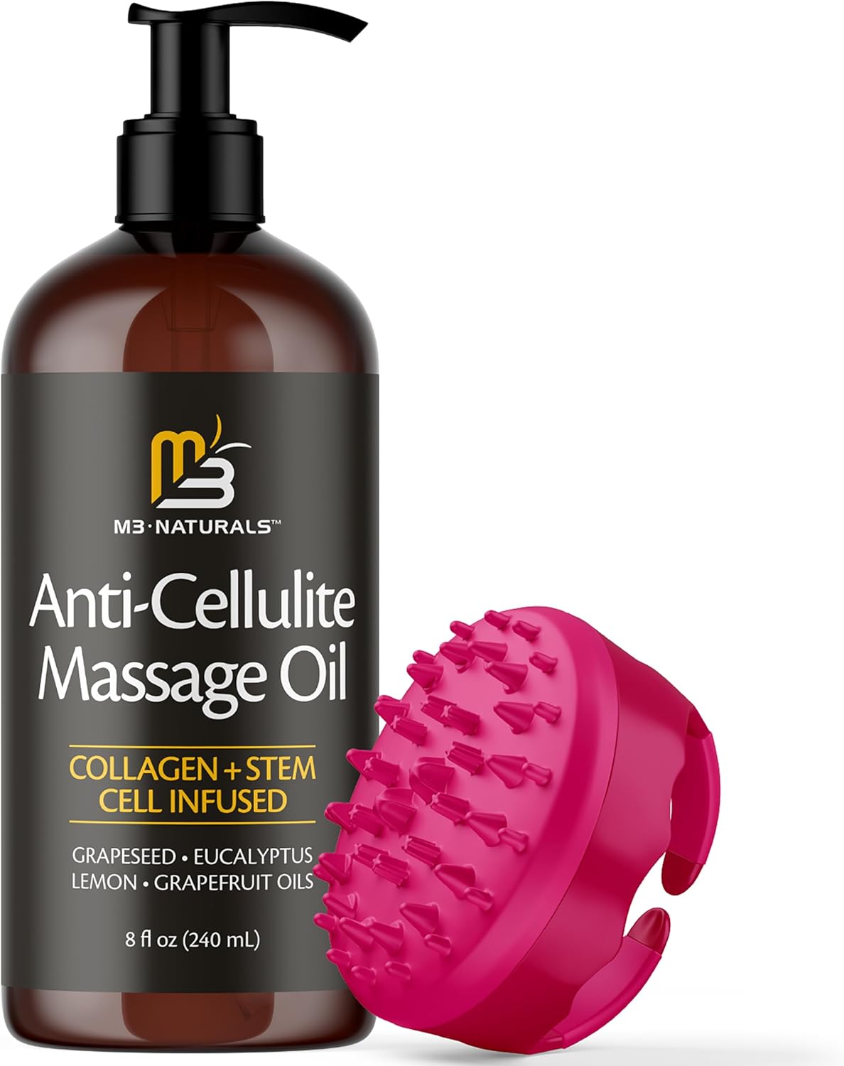 Firming Body Massage Oil with Collagen & Stem Cell – Helps Smooth the Appearance of Cellulite & Improve Skin Texture – Refreshing Aromatherapy Body Oil for Legs & Full Body – 16 Fl Oz