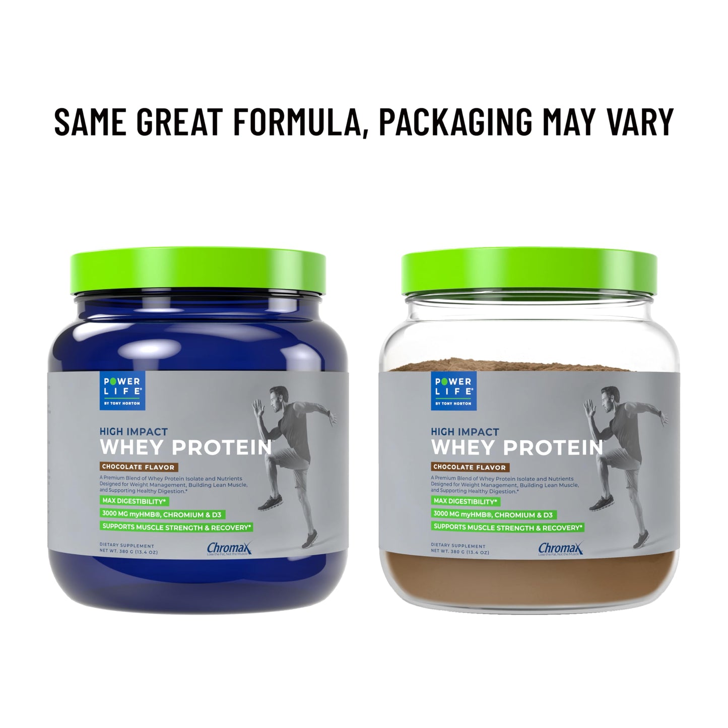 POWERLIFE Tony Horton High Impact Grass Fed Whey Protein with 3000 MG of HMB, No Sugar Added, Non-GMO, Hormone and Antibiotic Free, 15 Servings (Chocolate - New Formula)