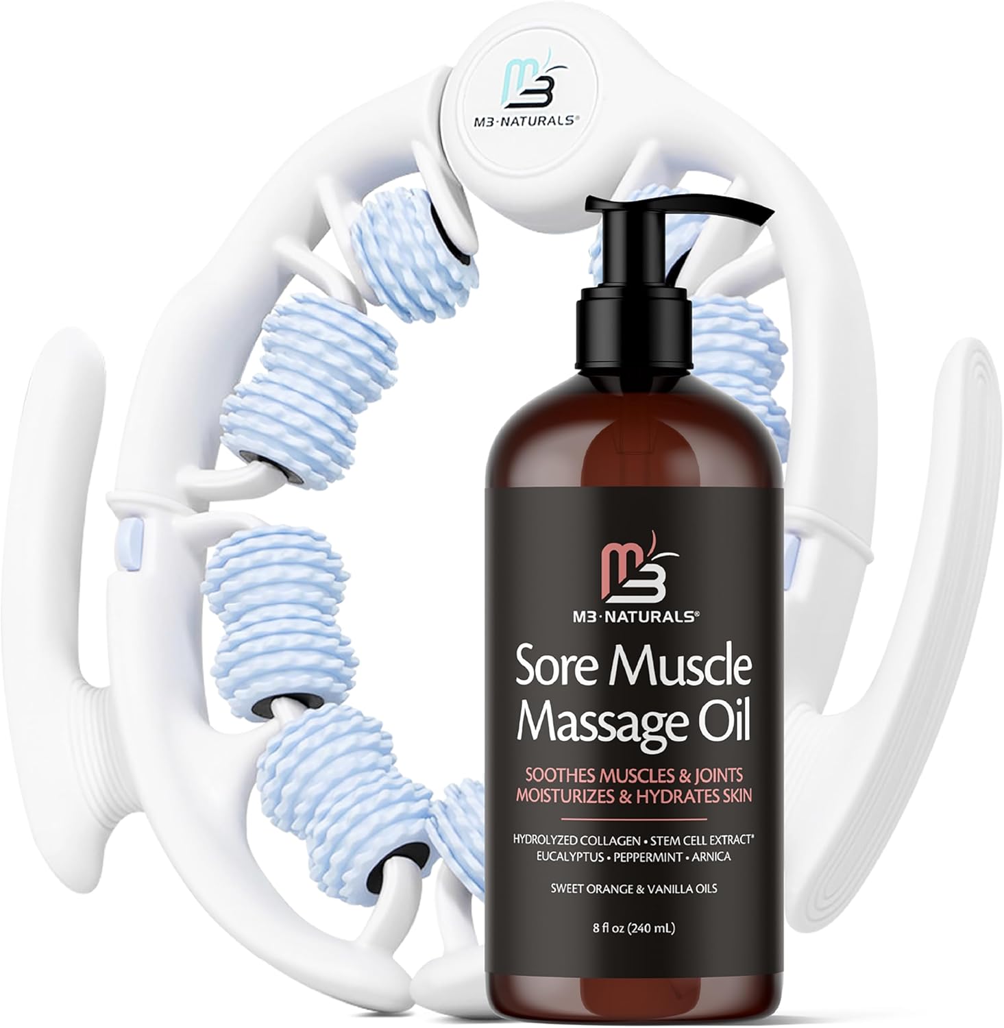 Firming Body Massage Oil with Collagen & Stem Cell – Helps Smooth the Appearance of Cellulite & Improve Skin Texture – Refreshing Aromatherapy Body Oil for Legs & Full Body – 16 Fl Oz