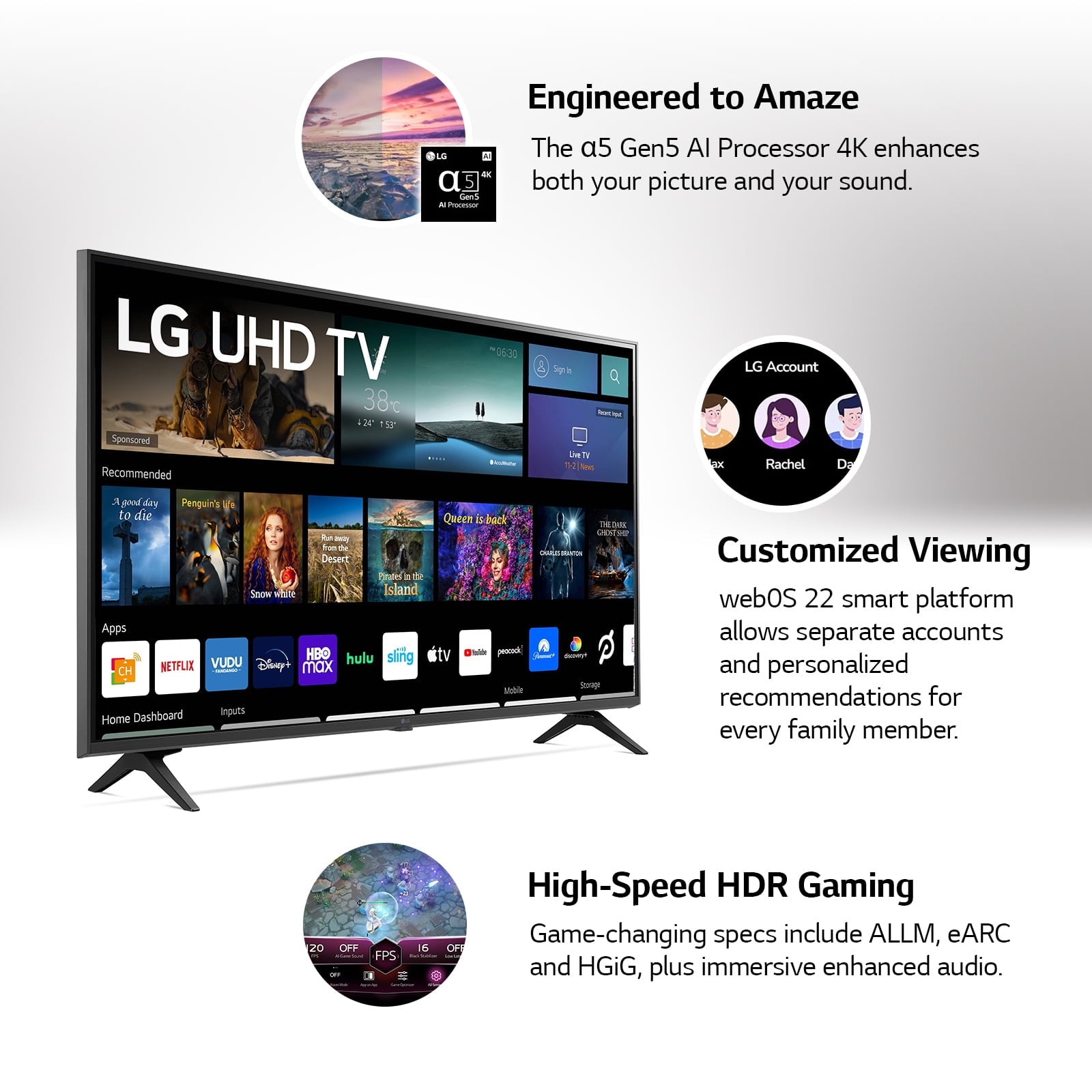 65" 4K UHD Smart TV 2160P Webos, 65UQ7070ZUE