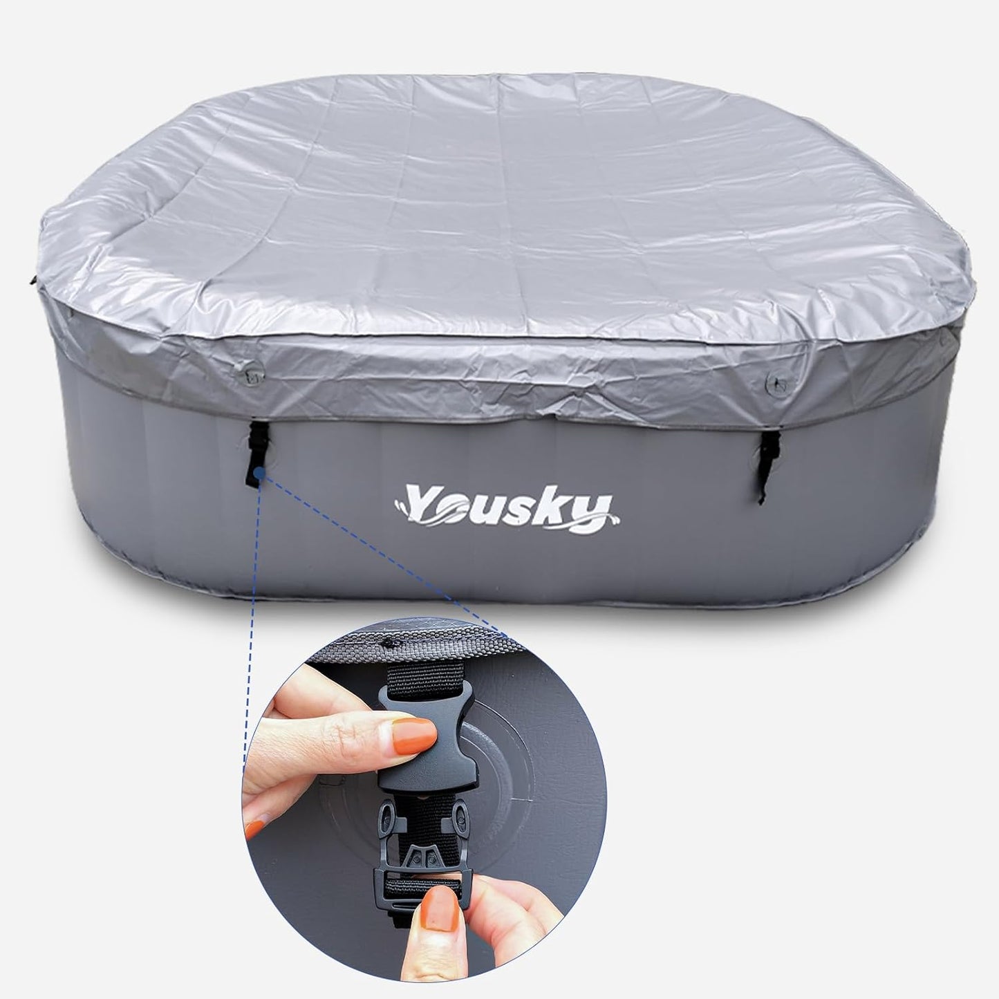 Inflatable Hot Tub 6-8 Person – Portable with 120 Bubble Jets, 104℉ Heating & Filtration System, Durable PVC Material, Hot Tub Cover, 83" L X 83" W X 26" H, Easy Set-Up for Outdoor and Indoor