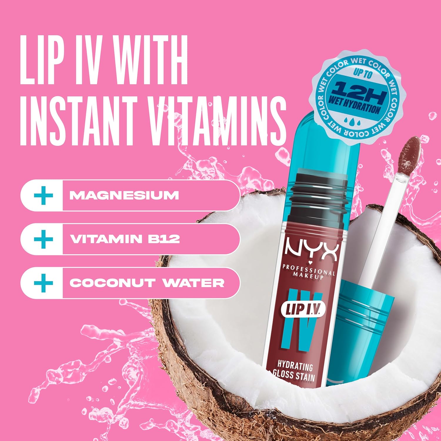 Lip IV Hydrating Gloss Serum, Lip Stain with 12HR Hydration - Hydra Honey (Brown Lip Gloss)