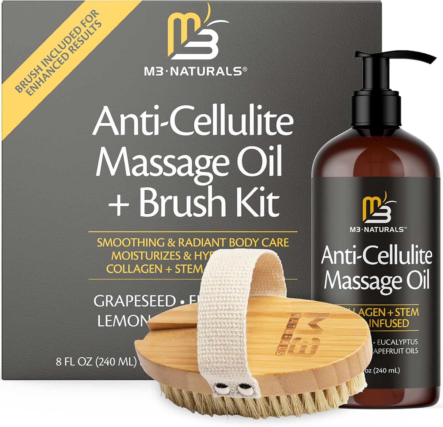 Firming Body Massage Oil with Collagen & Stem Cell – Helps Smooth the Appearance of Cellulite & Improve Skin Texture – Refreshing Aromatherapy Body Oil for Legs & Full Body – 16 Fl Oz