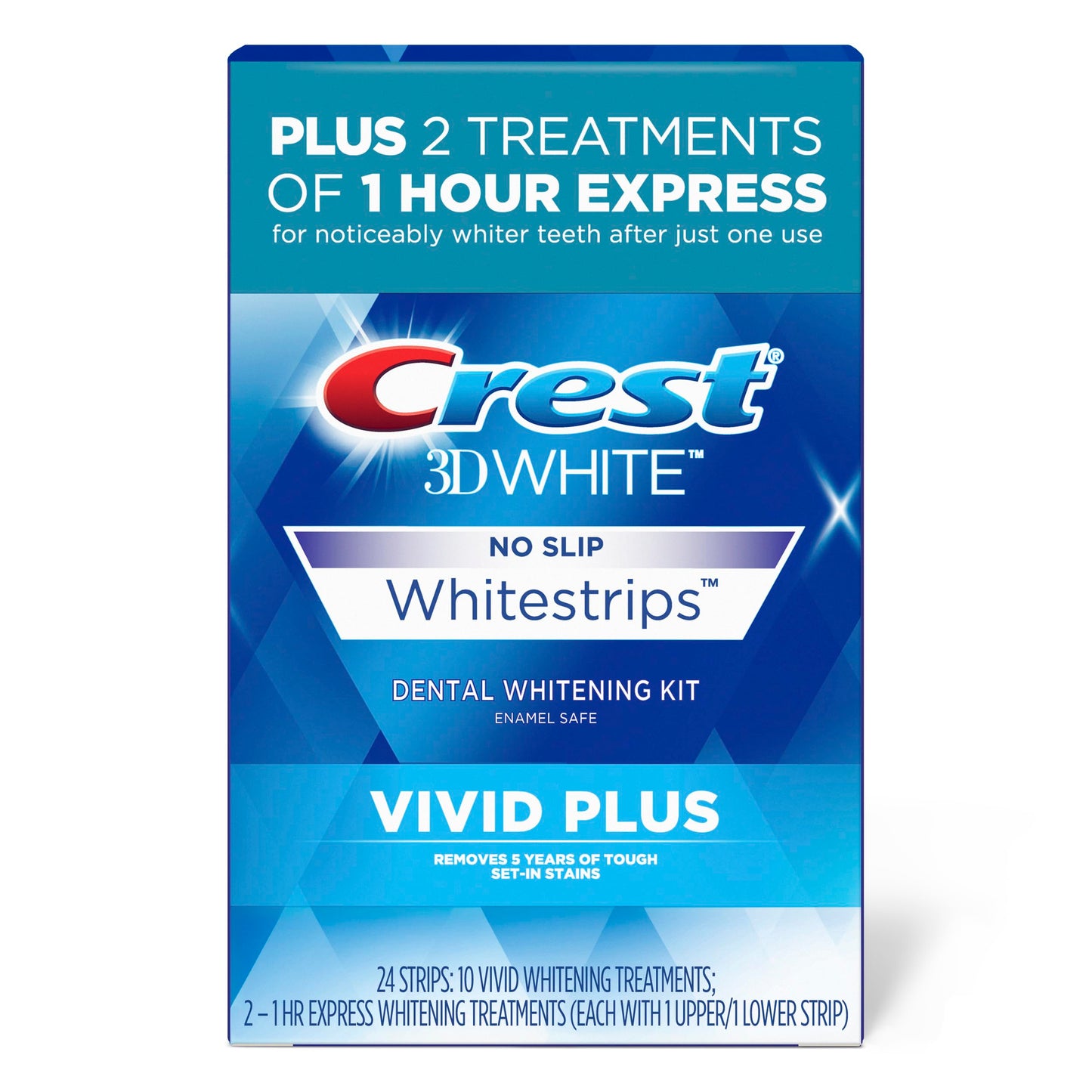 Crest 3D Whitestrips, Vivid Plus, Teeth Whitening Strip Kit, 24 Count (Pack of 1)